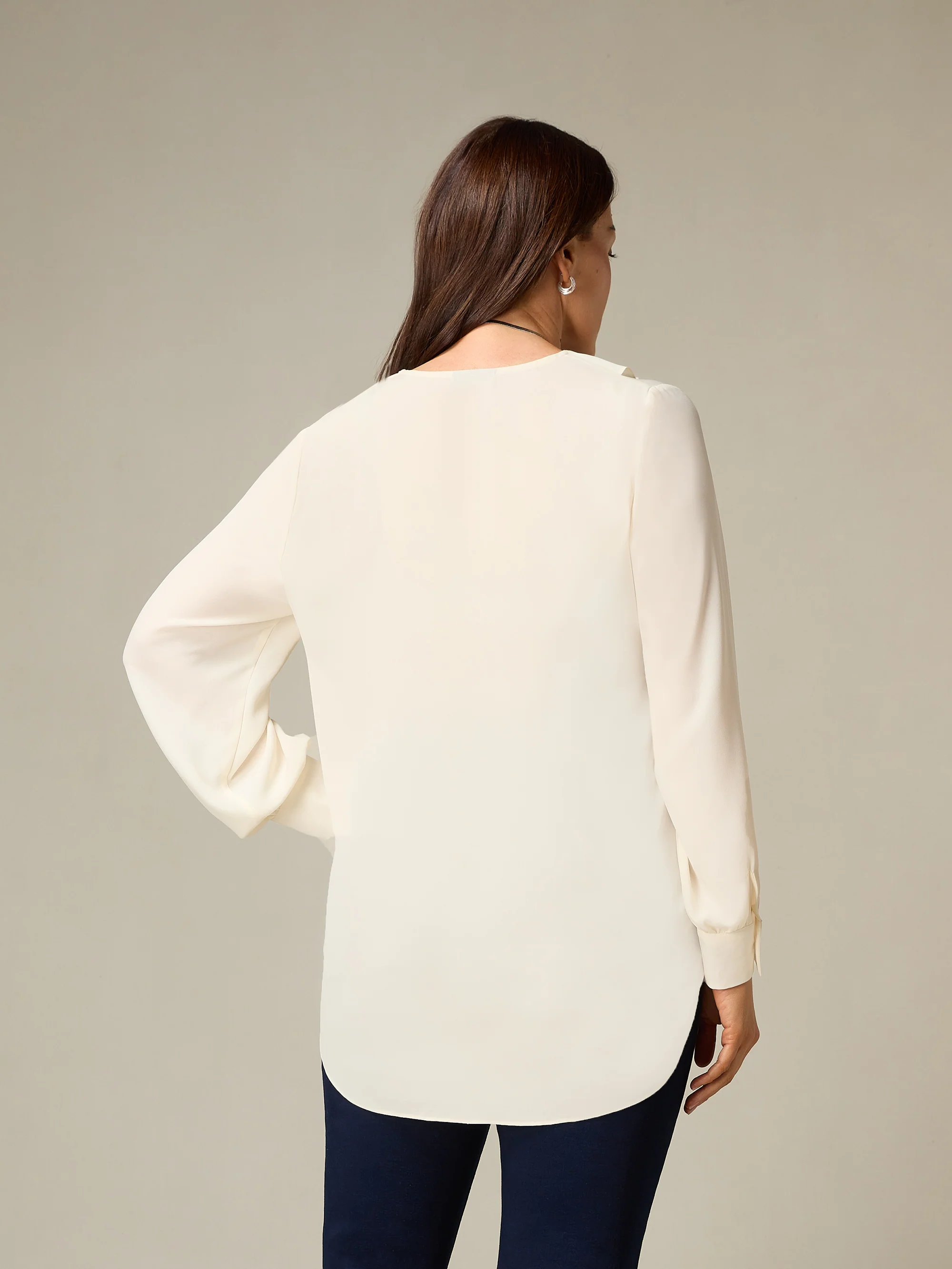 Petite Ivory Ruffle Front Blouse - Image 3