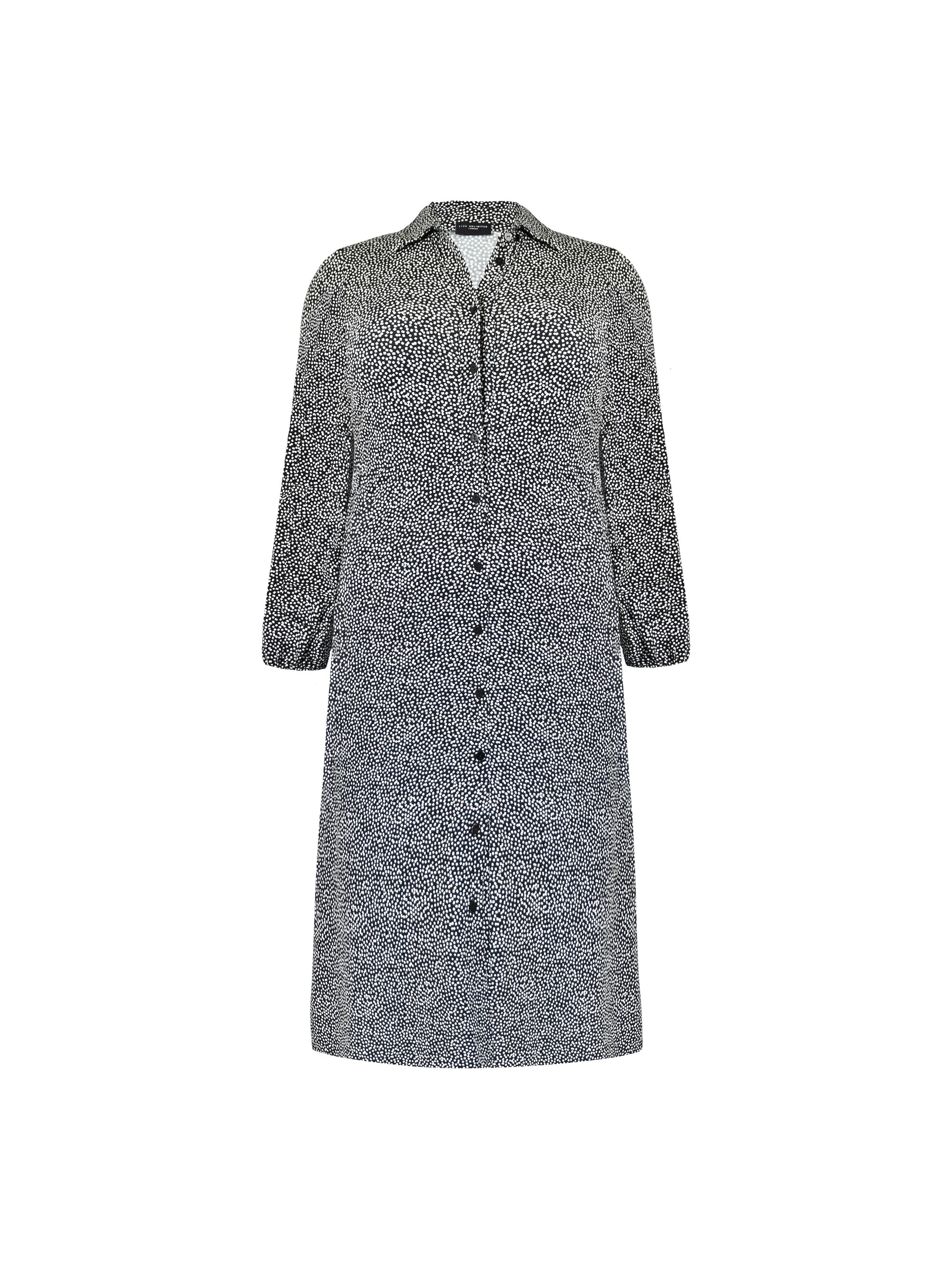 Petite Mono Dash Print Jersey Shirt Dress - Image 4