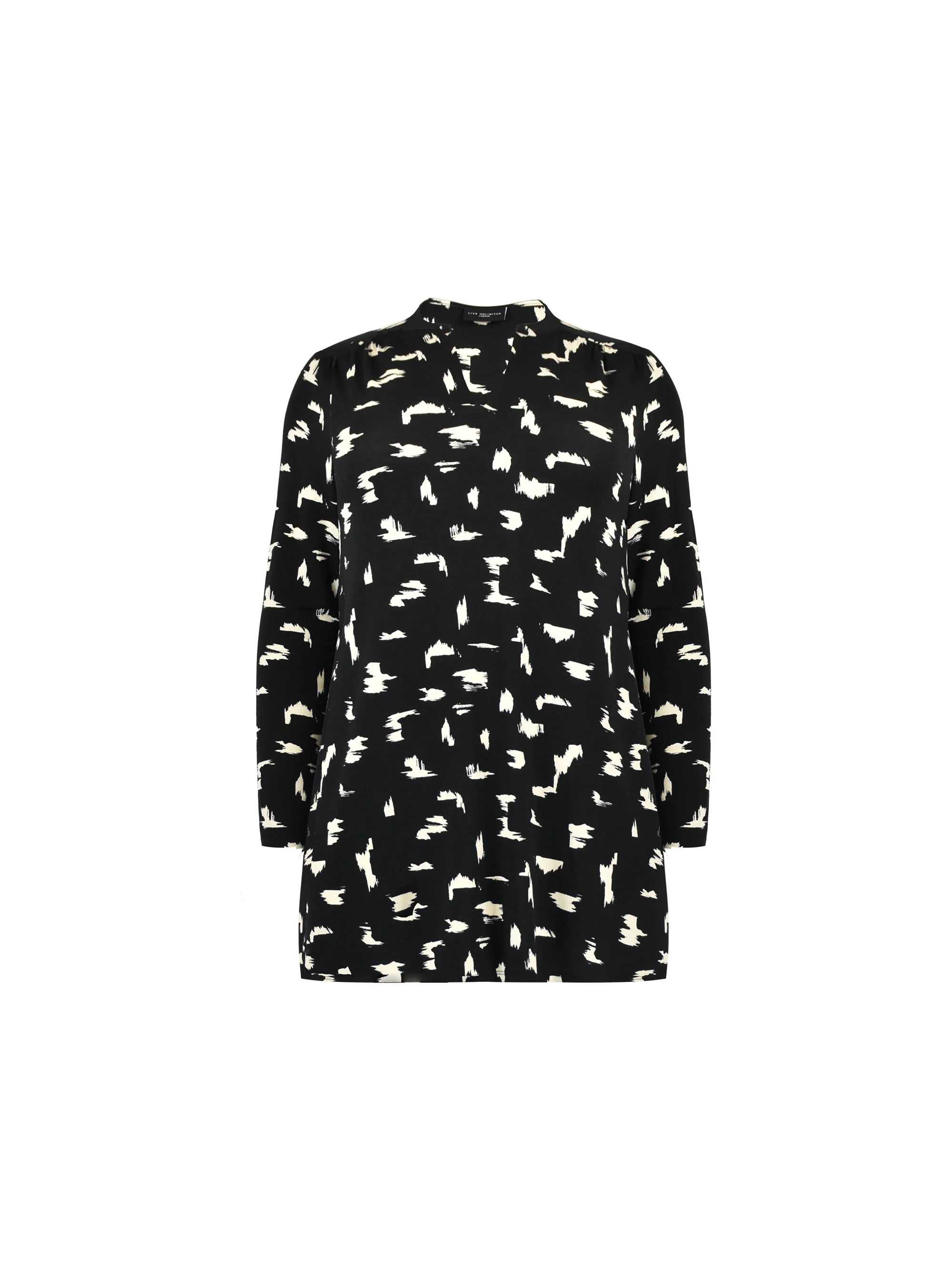 Petite Mono Smudge Print Jersey V-Neck Tunic - Image 5