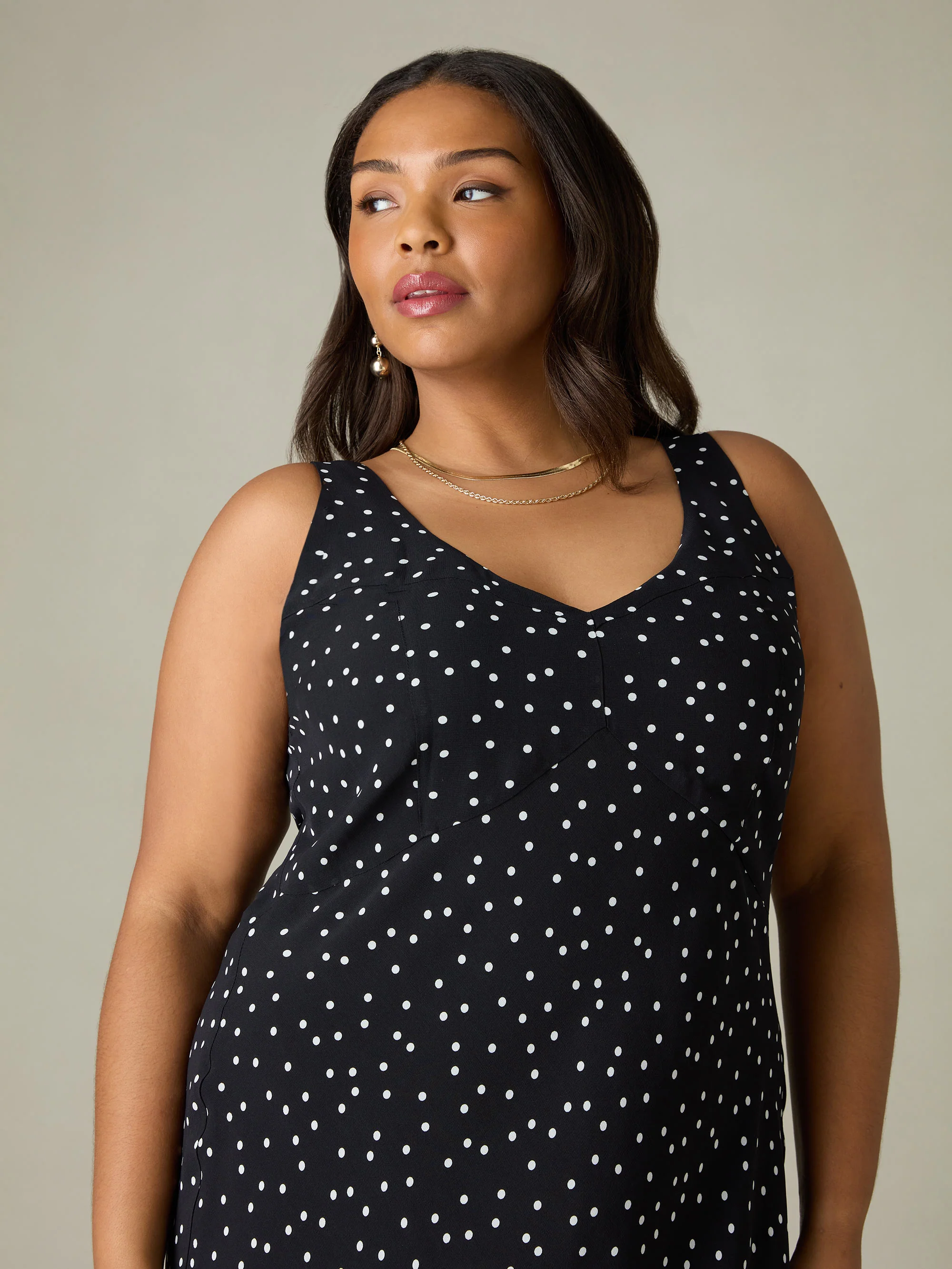 Petite Mono Spot Print Bias Cut Bustier Dress - Image 2