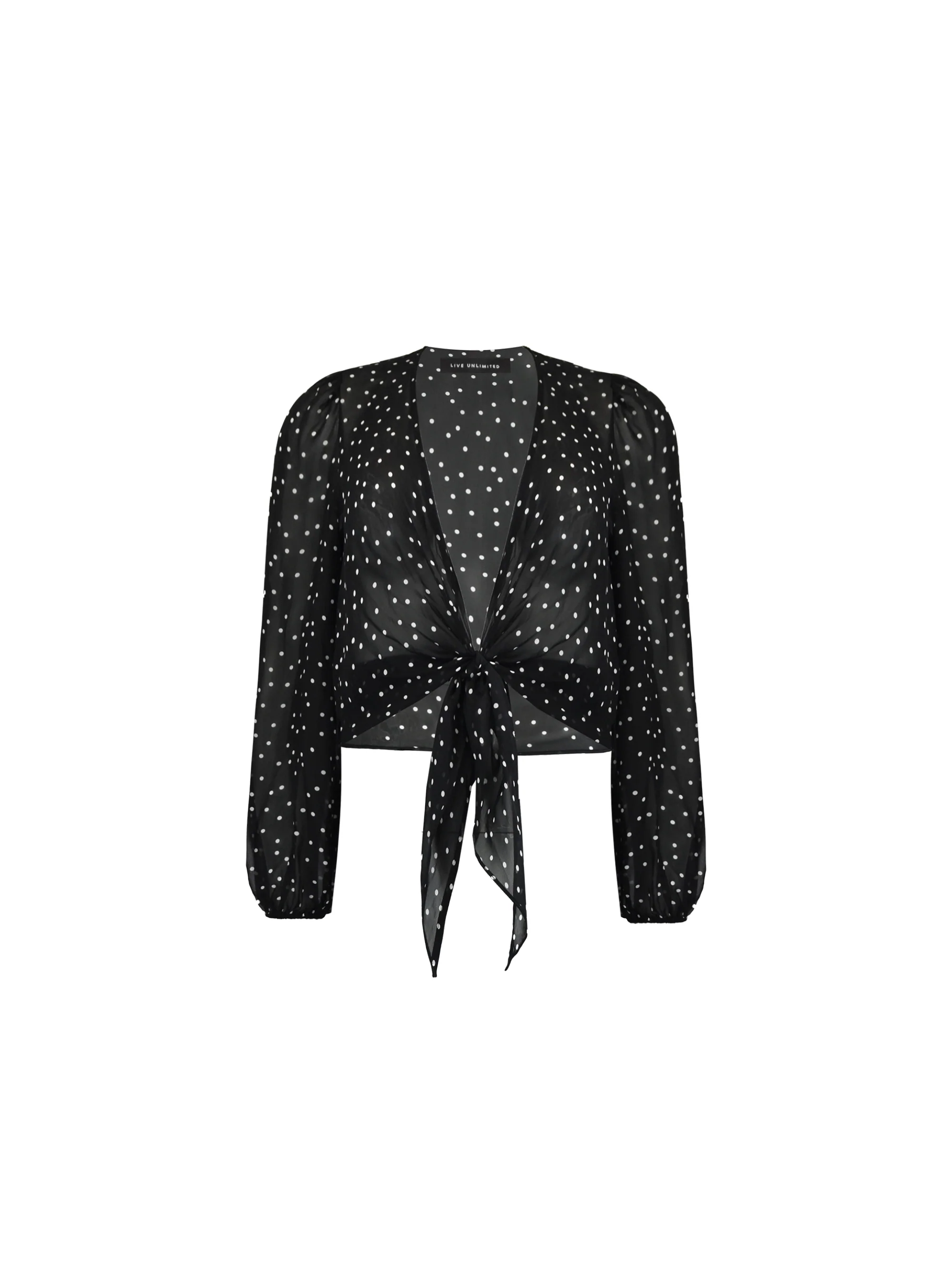 Petite Mono Spot Print Tie Front Cover Up - Image 5