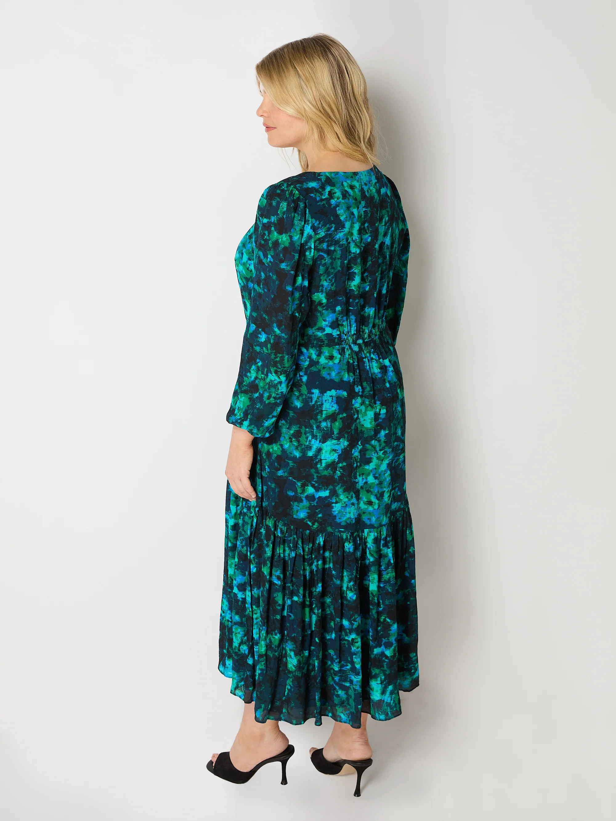 Petite Multi Abstract Print Tiered Midaxi Dress - Image 4