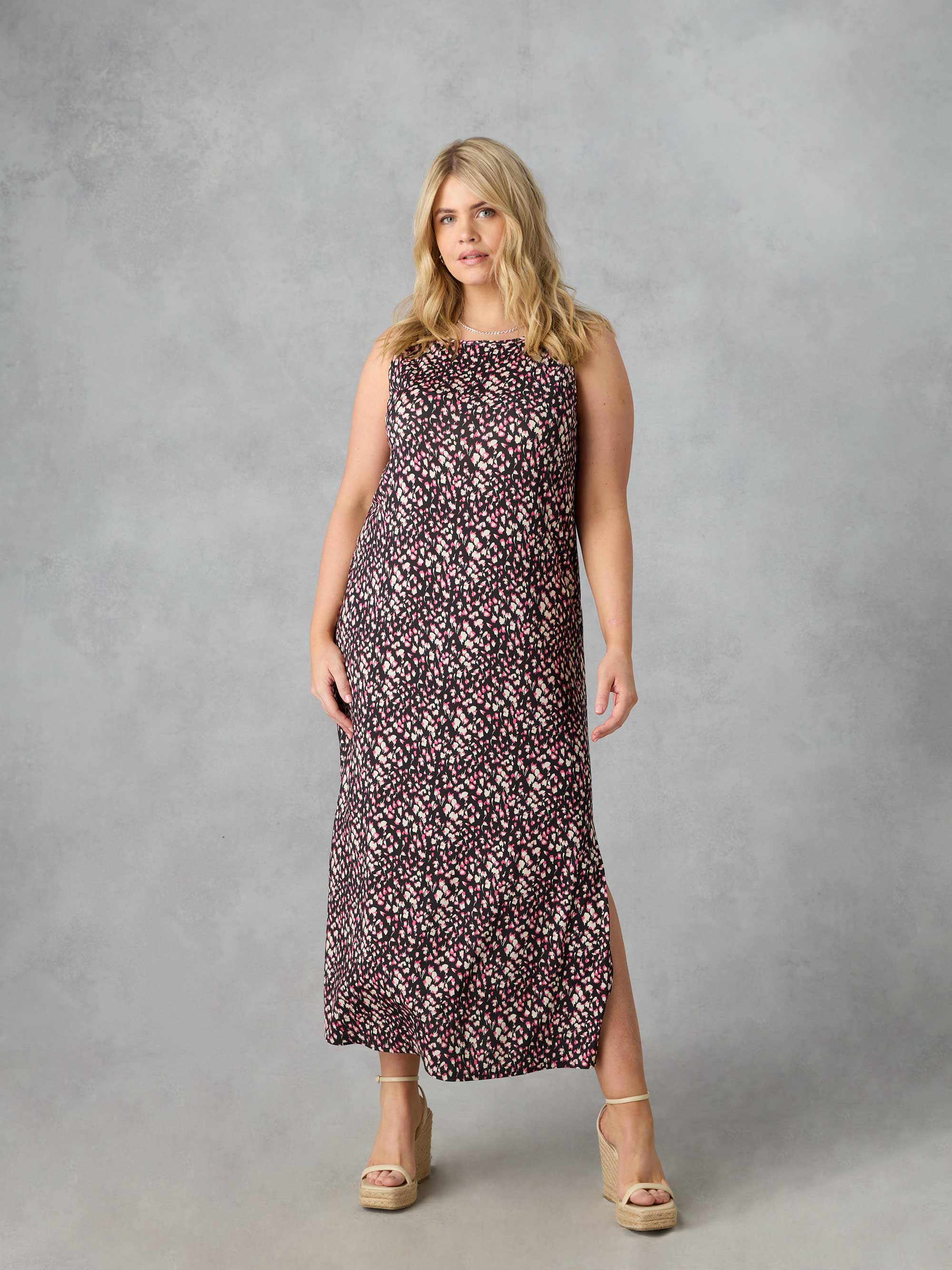 Petite Multi Ditsy Jersey Sleeveless Maxi Dress - Image 3