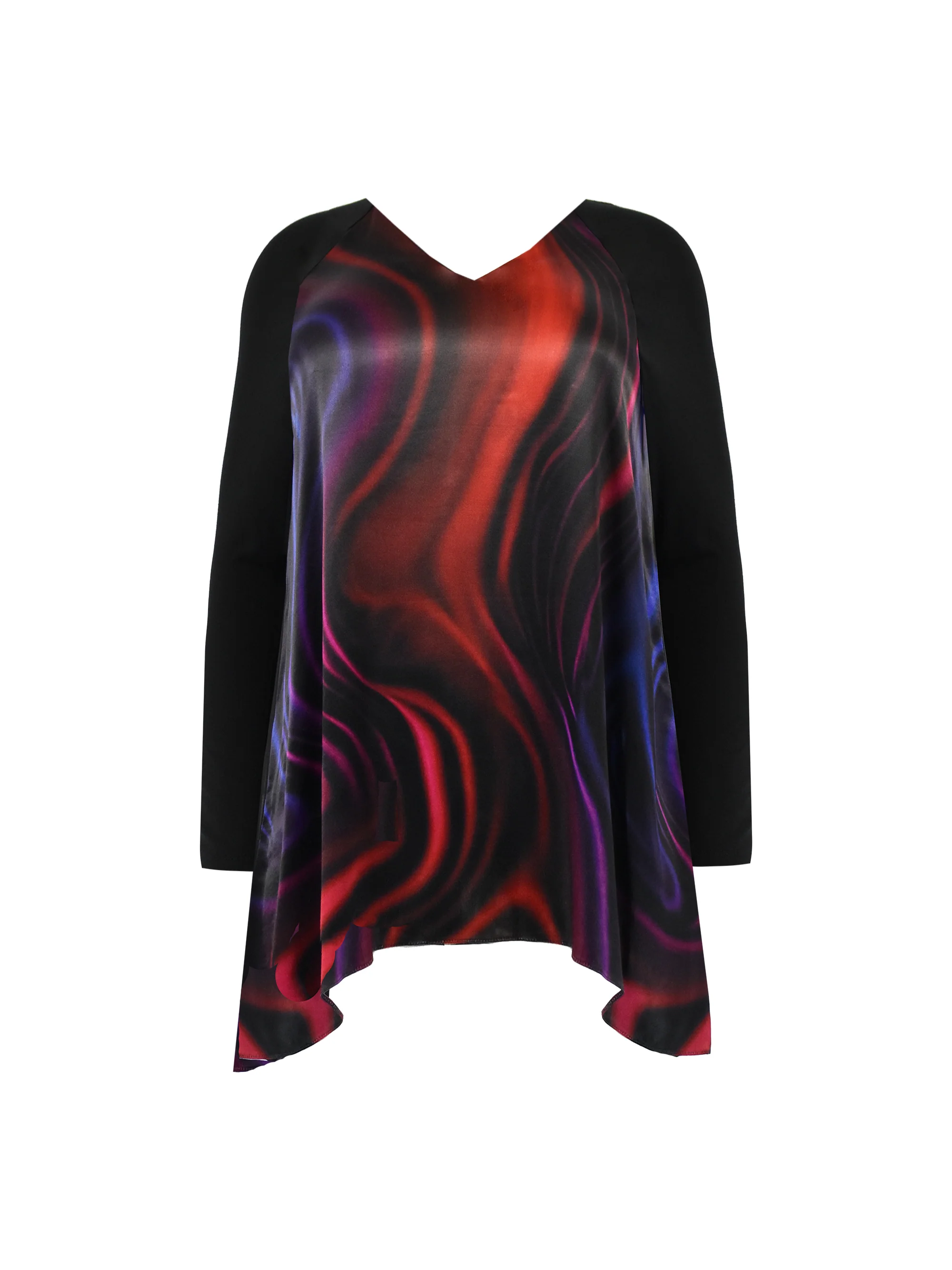 Petite Multi Swirl Print Satin Front High Low Tunic - Image 5