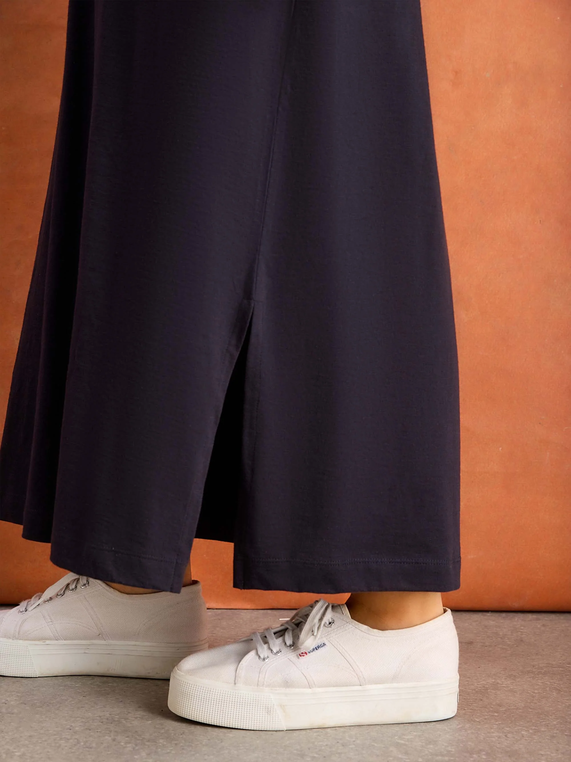 Petite Navy Collar Neck Jersey Midi Dress - Image 6