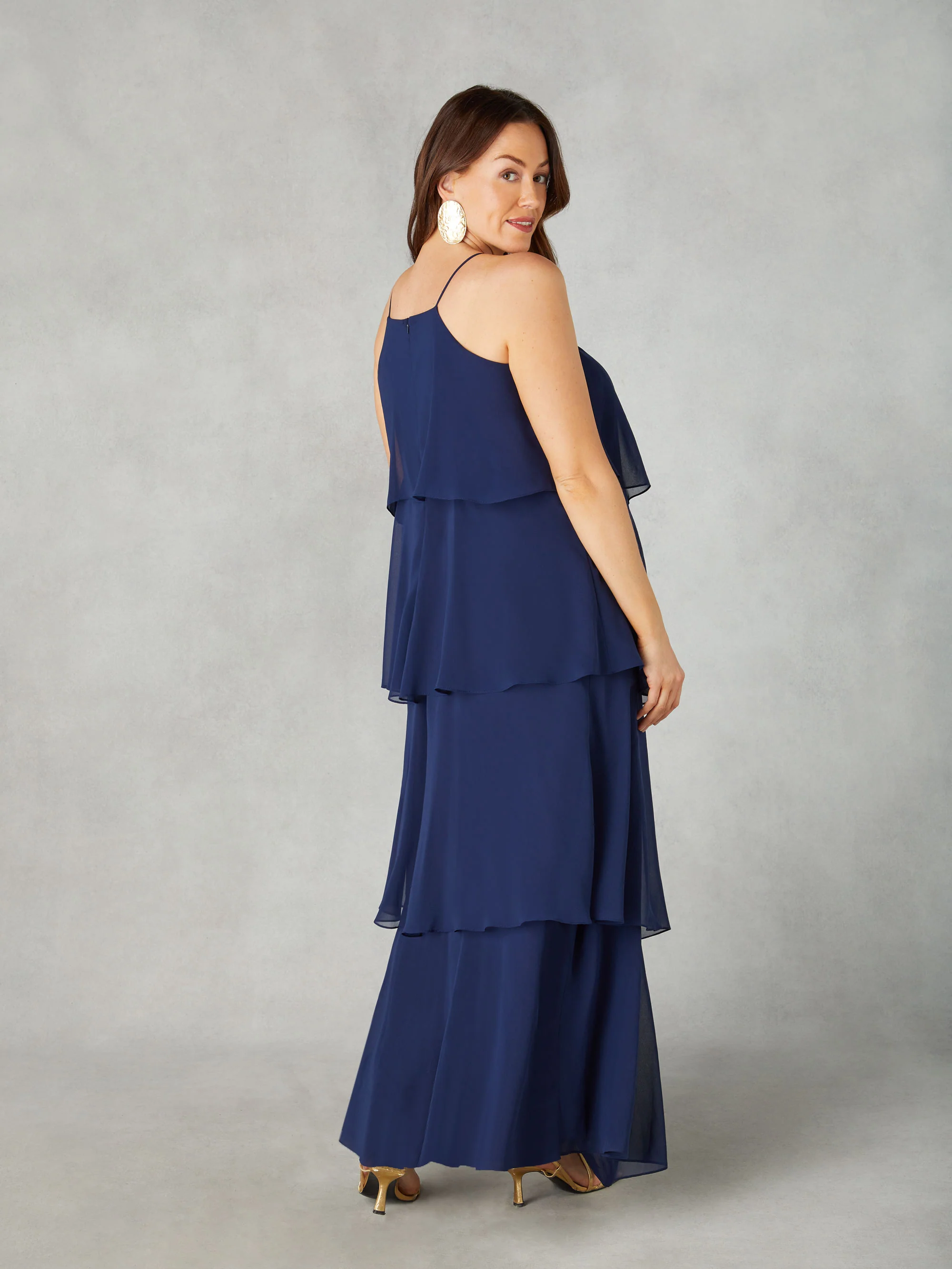 Petite Navy Ruffle Tiered Maxi Dress - Image 4