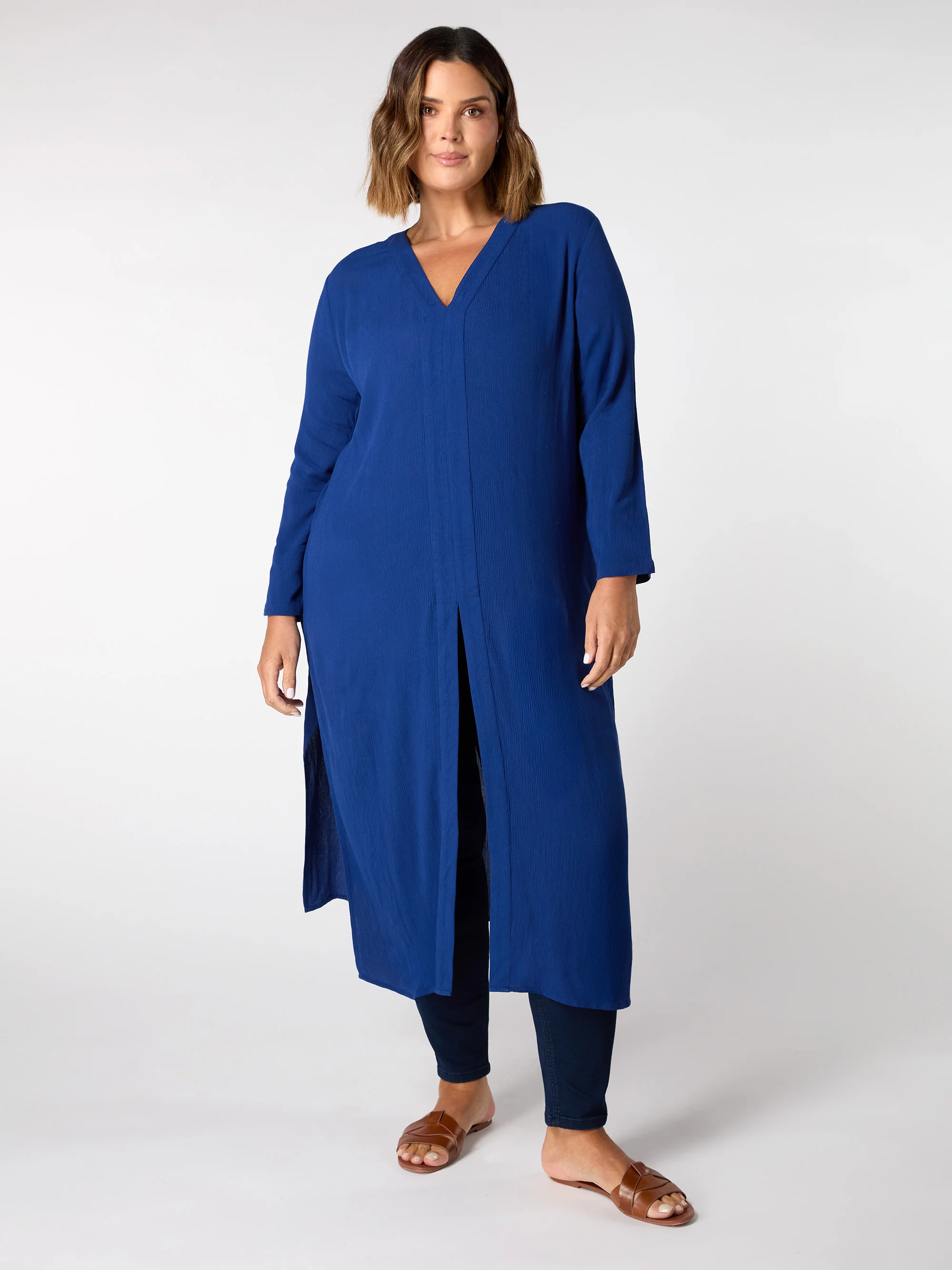 Petite Navy Split Front Tunic - Image 2
