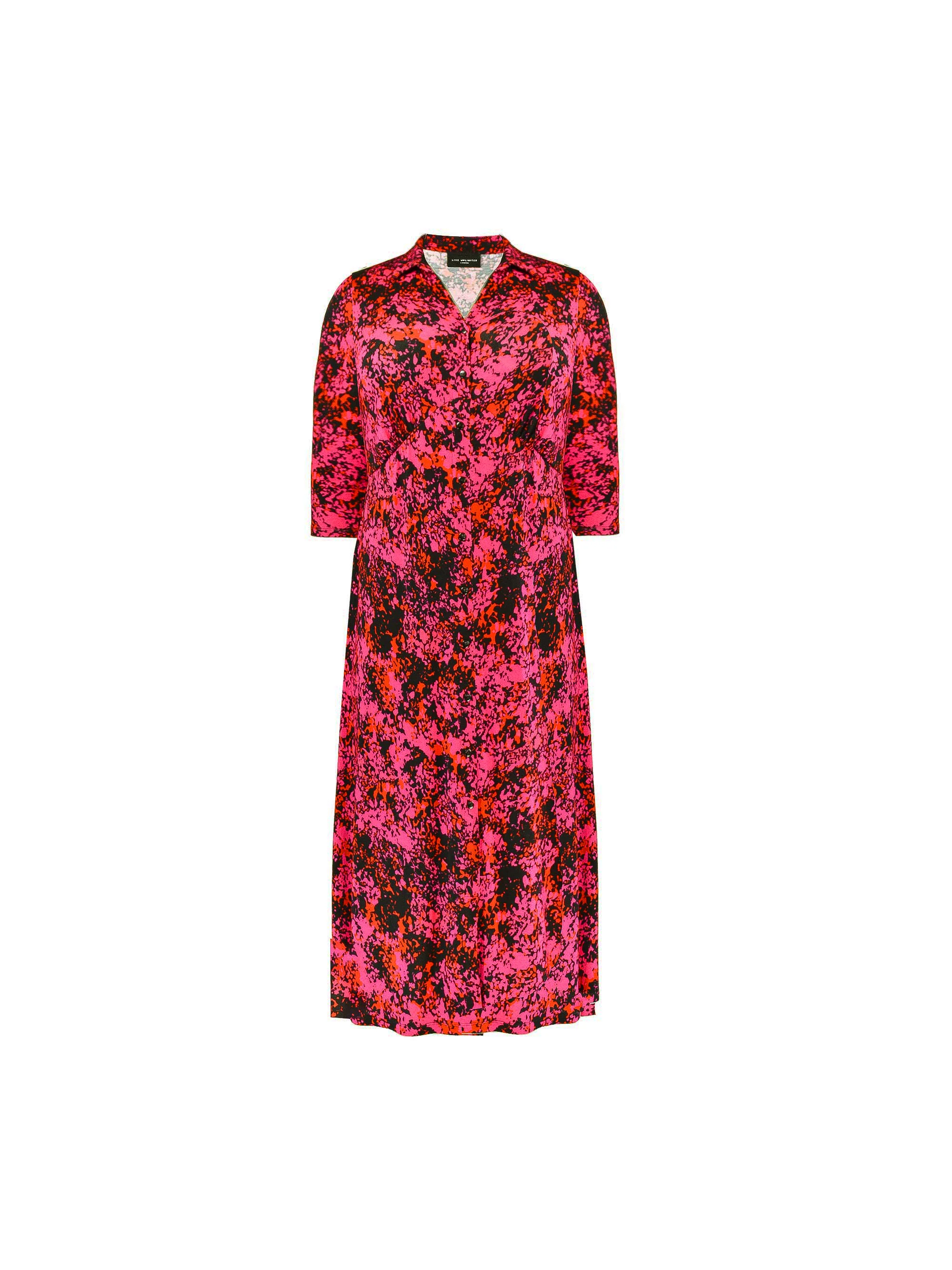 Petite Pink Floral Print Jersey Empire Seam Shirt Dress - Image 4