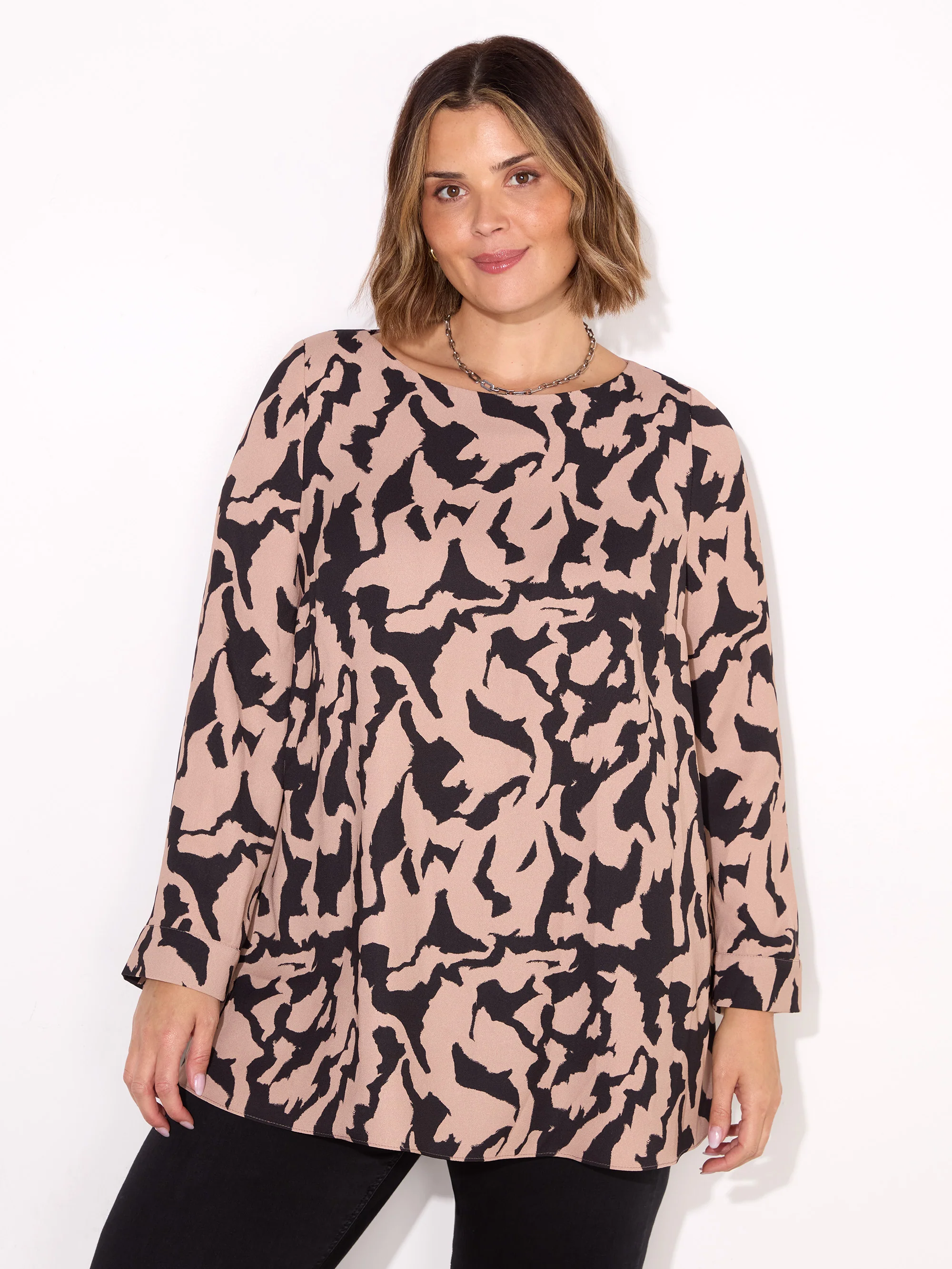 Petite Printed Slash Neck Tunic - Image 2