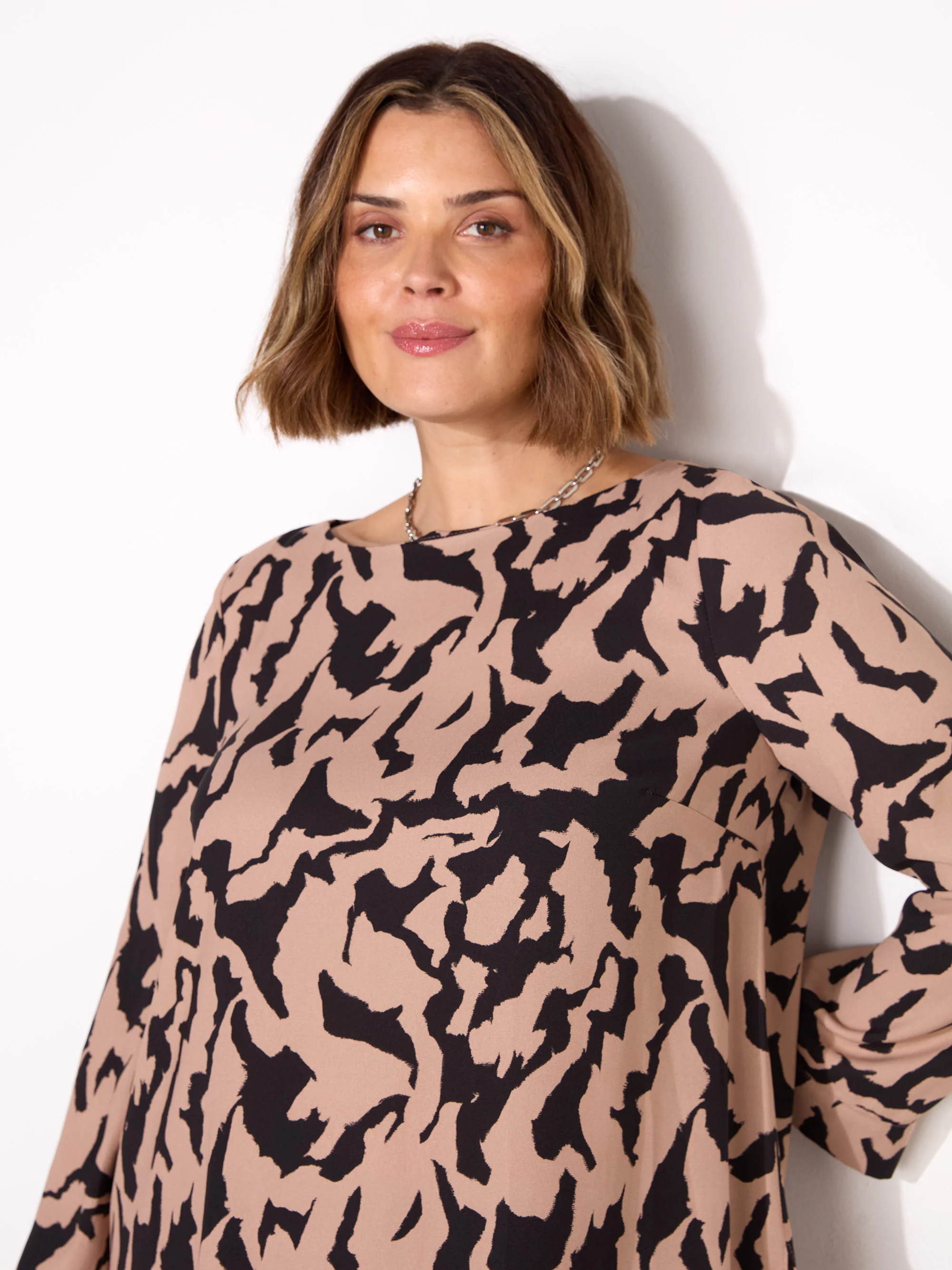 Petite Printed Slash Neck Tunic - Image 3