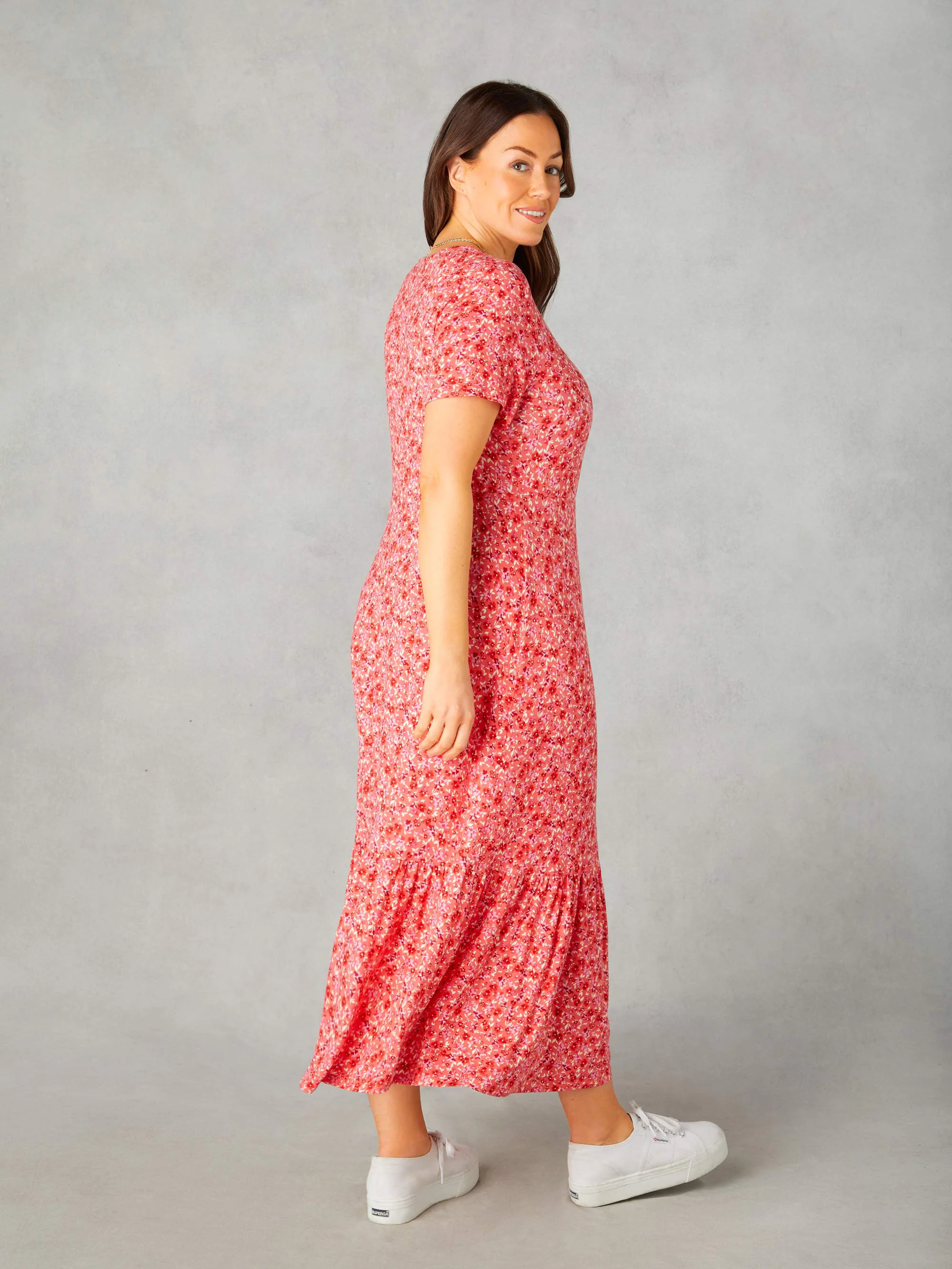 Petite Pink Ditsy Print Jersey Wrap Dress - Image 5