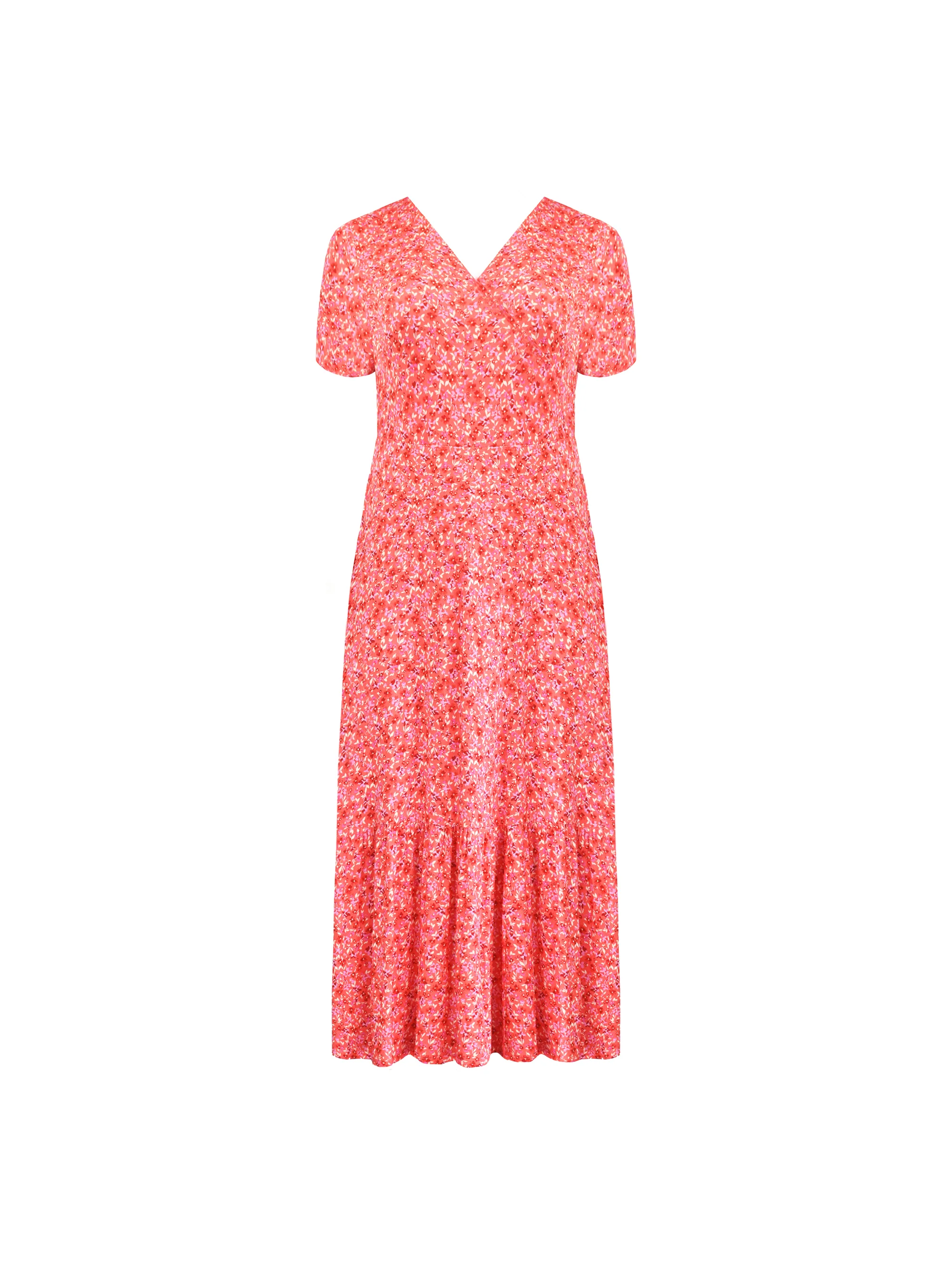 Petite Pink Ditsy Print Jersey Wrap Dress - Image 6