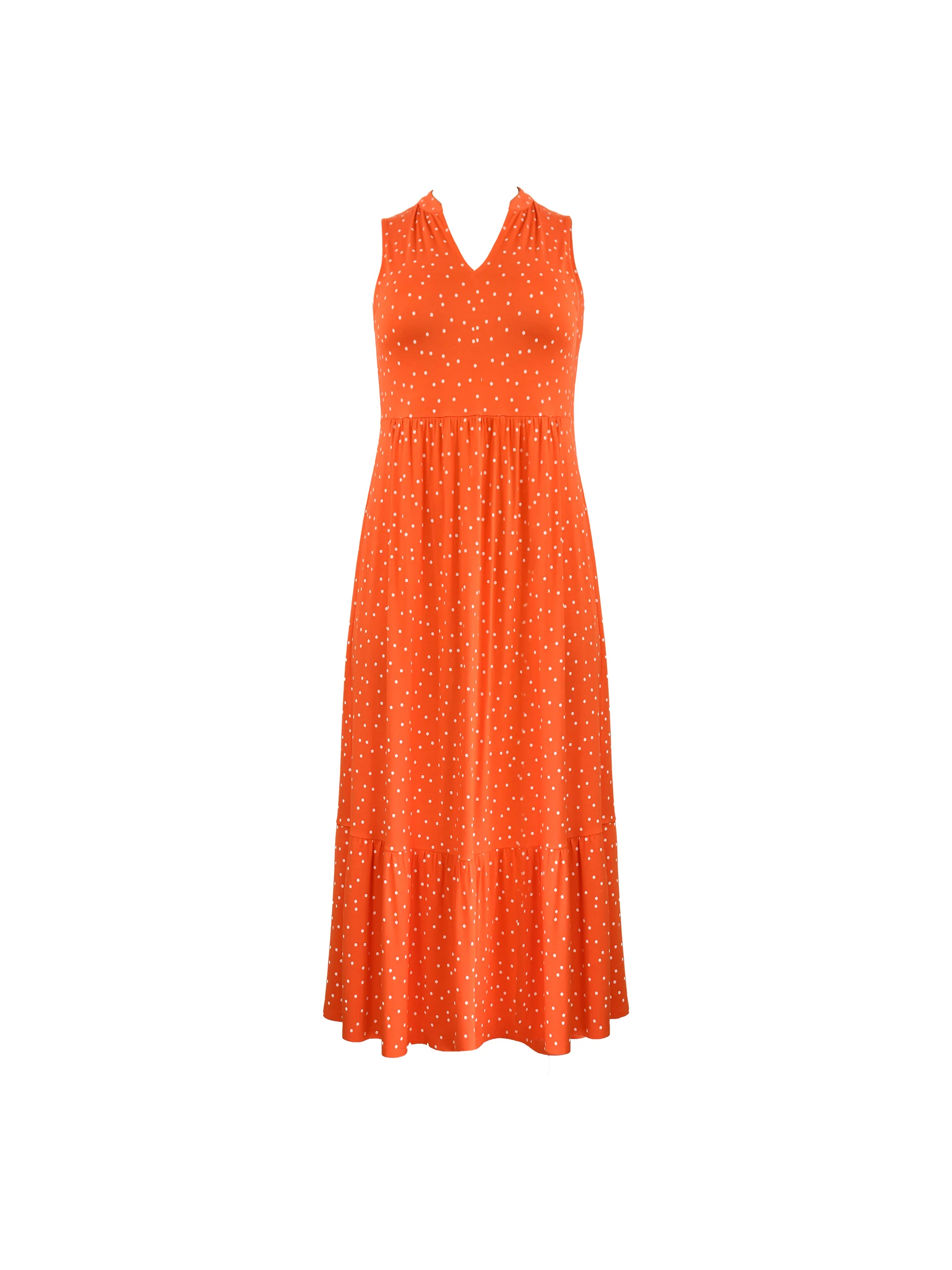 Petite Red Spot Print Jersey Sleeveless Midi Dress - Image 8