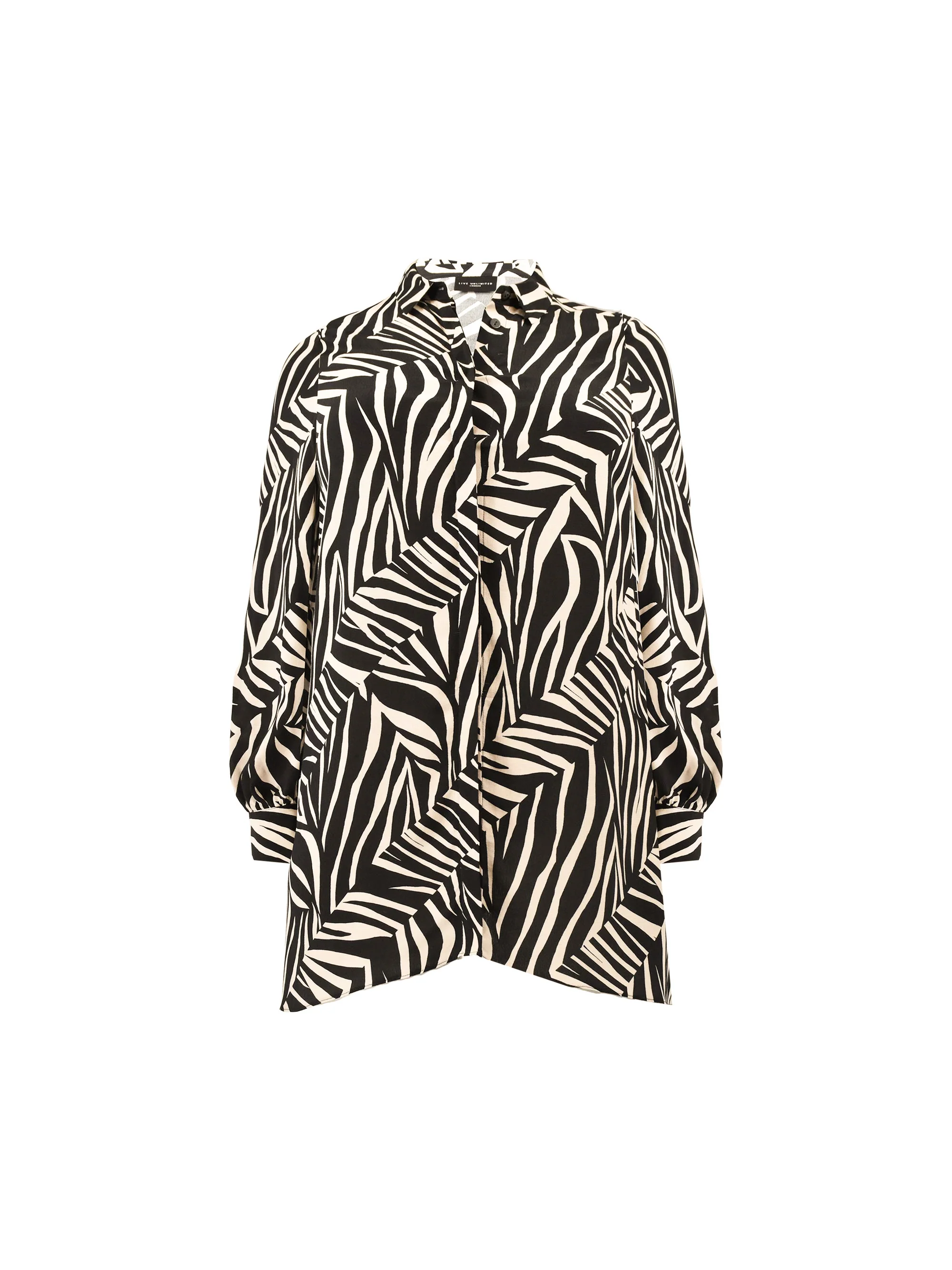 Petite Stone Linear Print Hanky Hem Shirt - Image 4