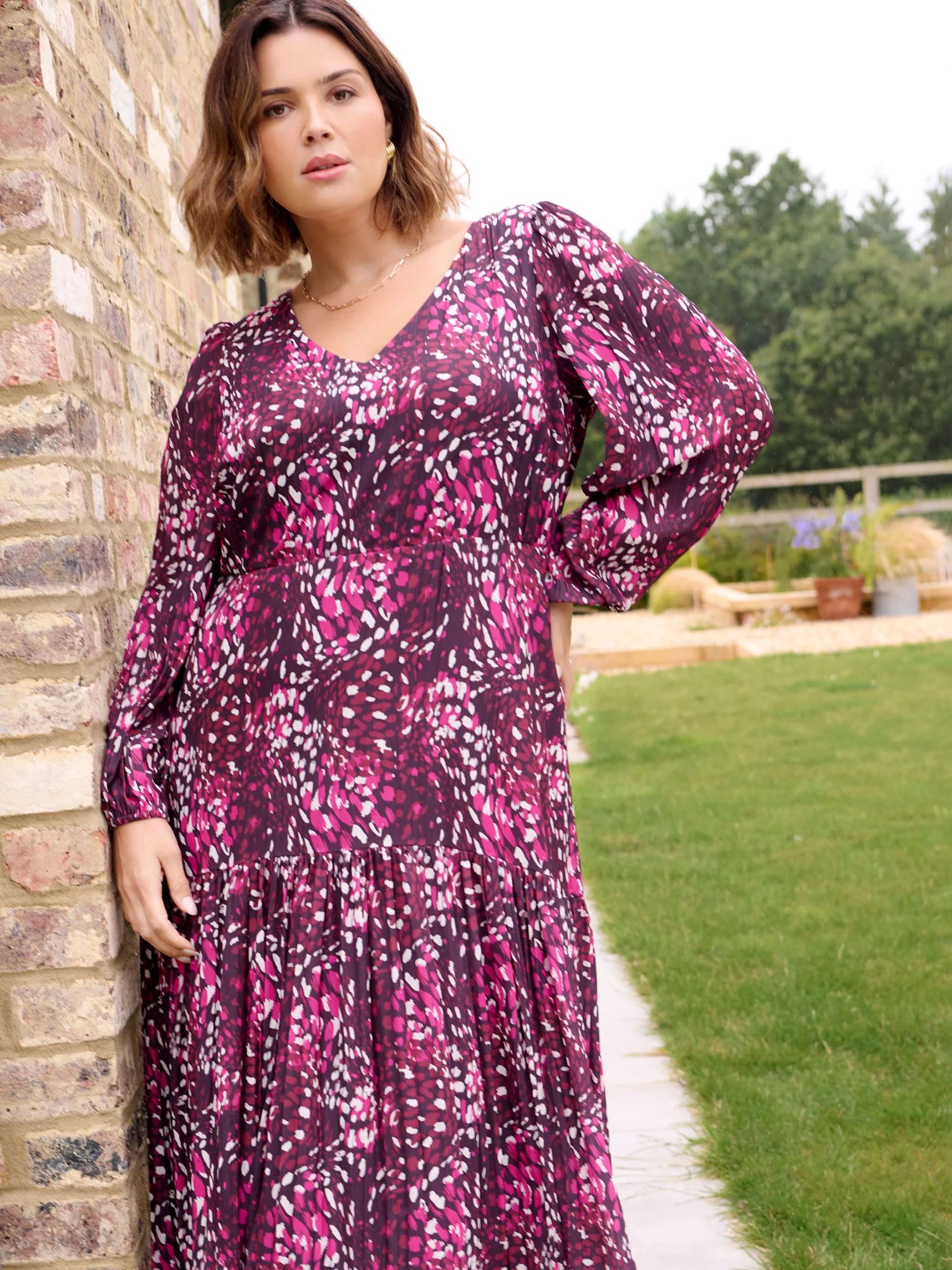 Pink Abstract Print Midaxi Dress - Image 2