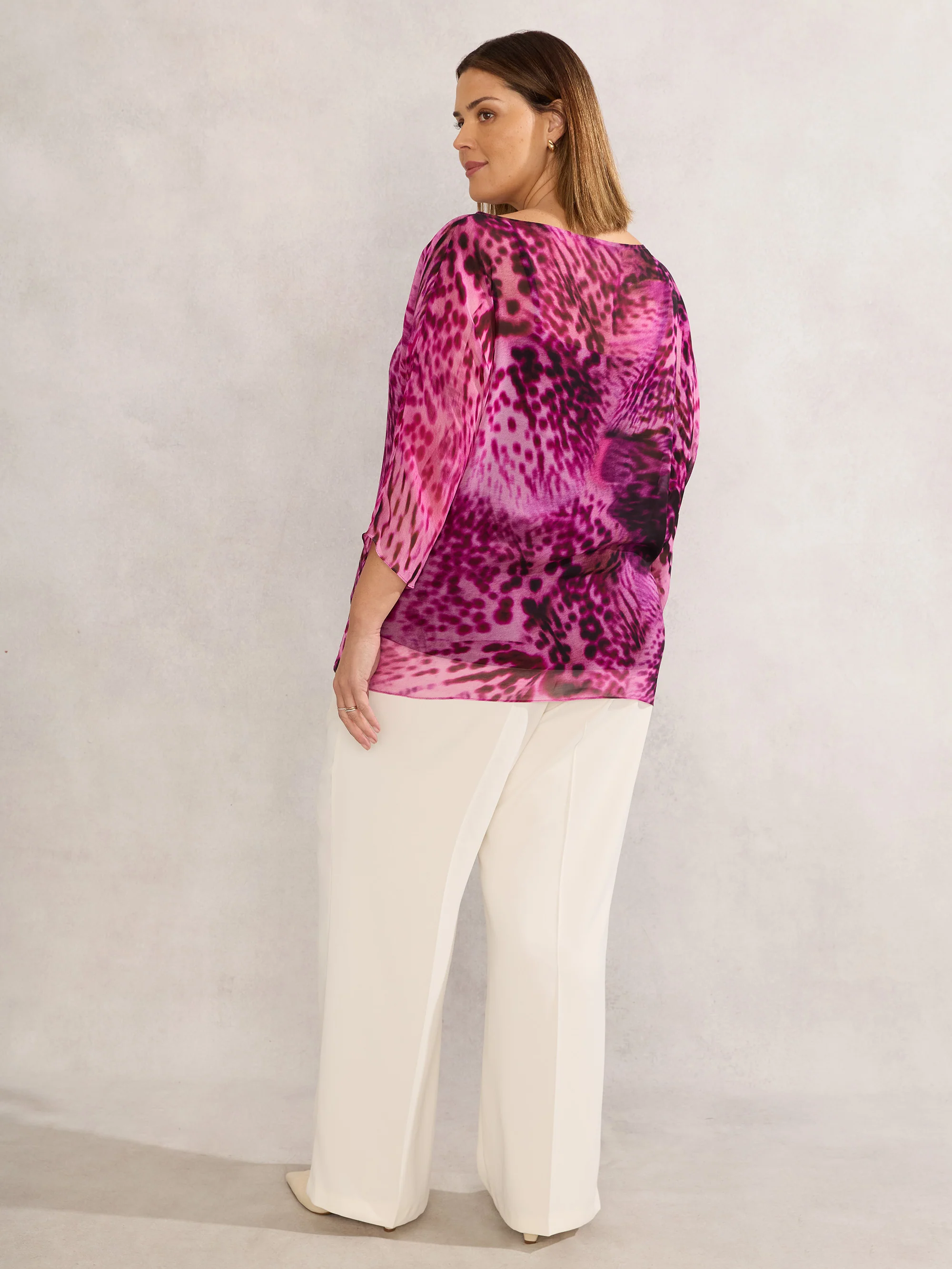 Pink Animal Chiffon Print Blouse - Image 3