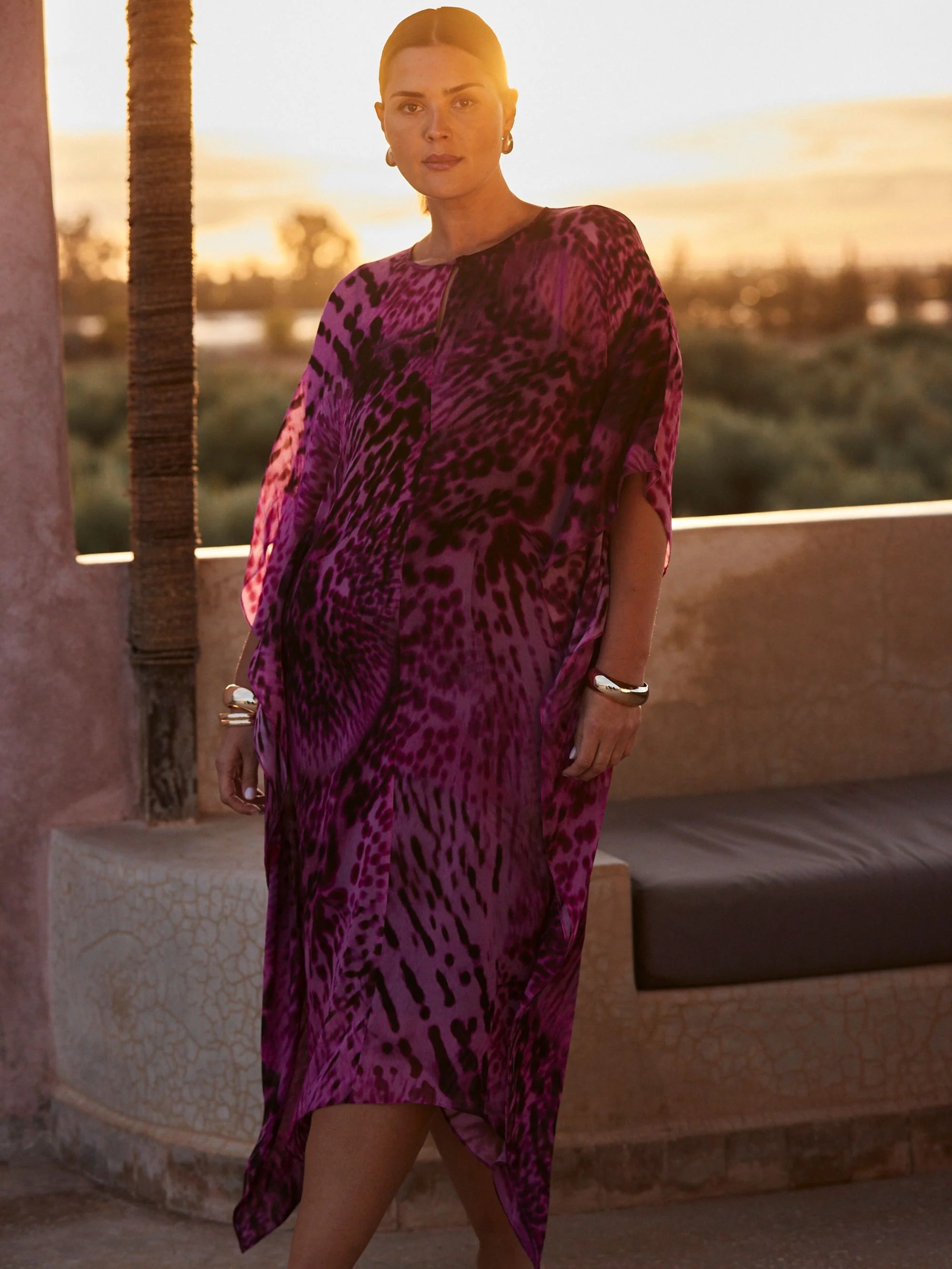 Pink Animal Print Kaftan Dress - Image 2