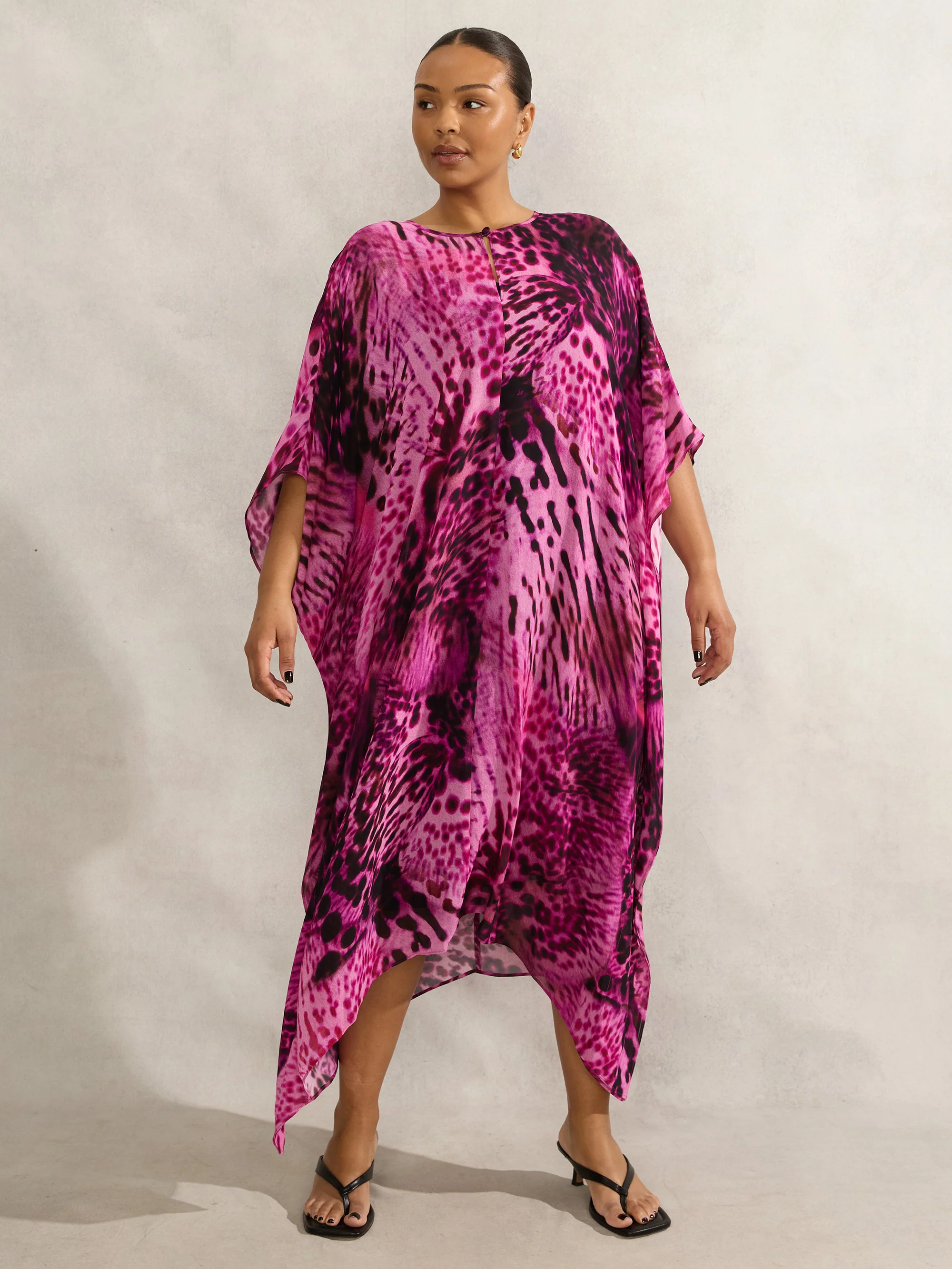 Pink Animal Print Kaftan Dress - Image 5