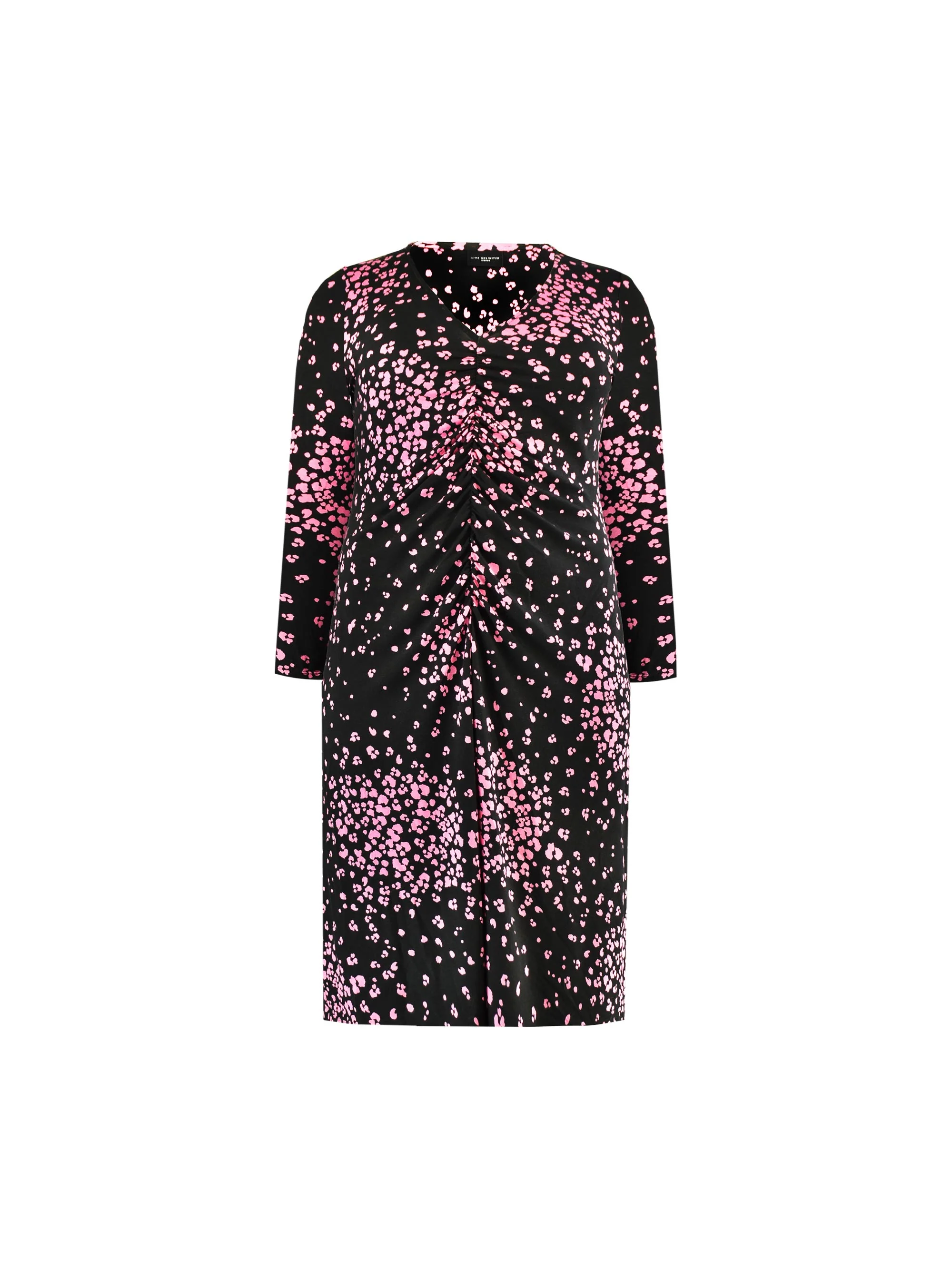 Pink Animal Print Ruched Jersey Midi Dress - Image 8