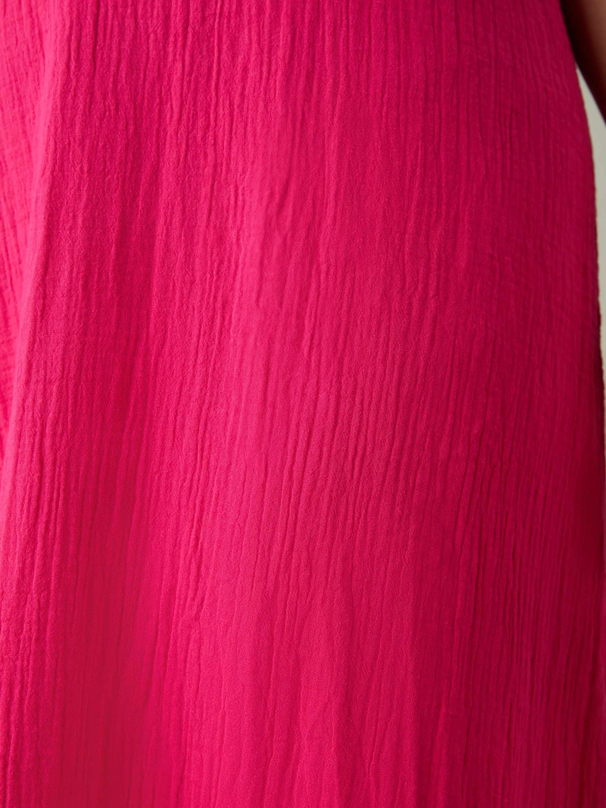 Pink Cotton Crinkle Ring Detail Dress - Image 6