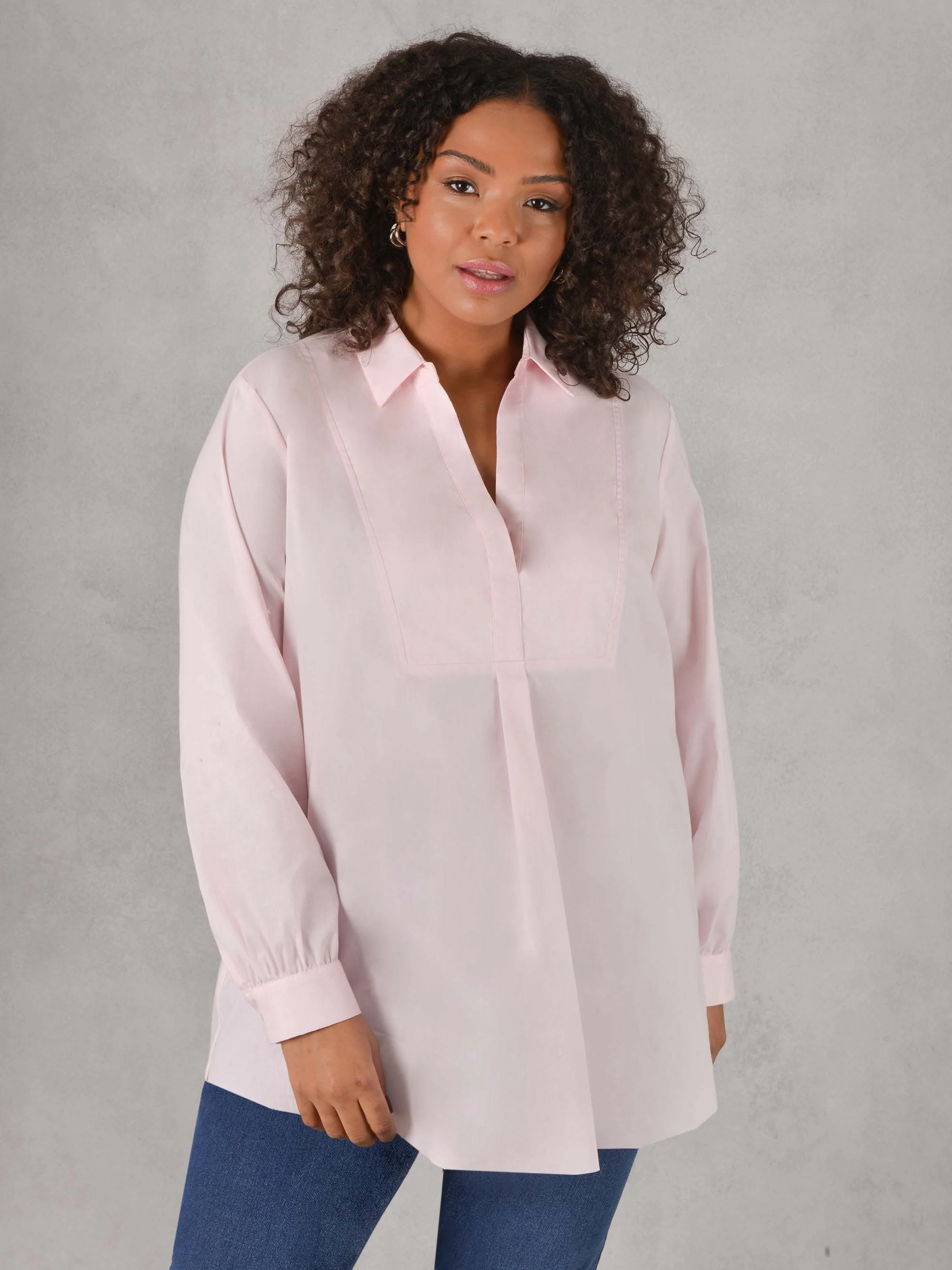 Pink Cotton Poplin Shirt With Yoke - Image 2