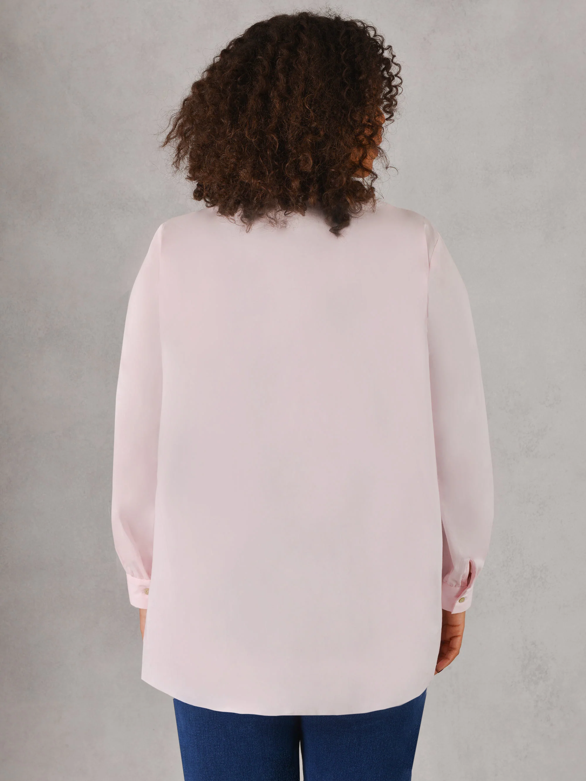 Pink Cotton Poplin Shirt With Yoke - Image 3