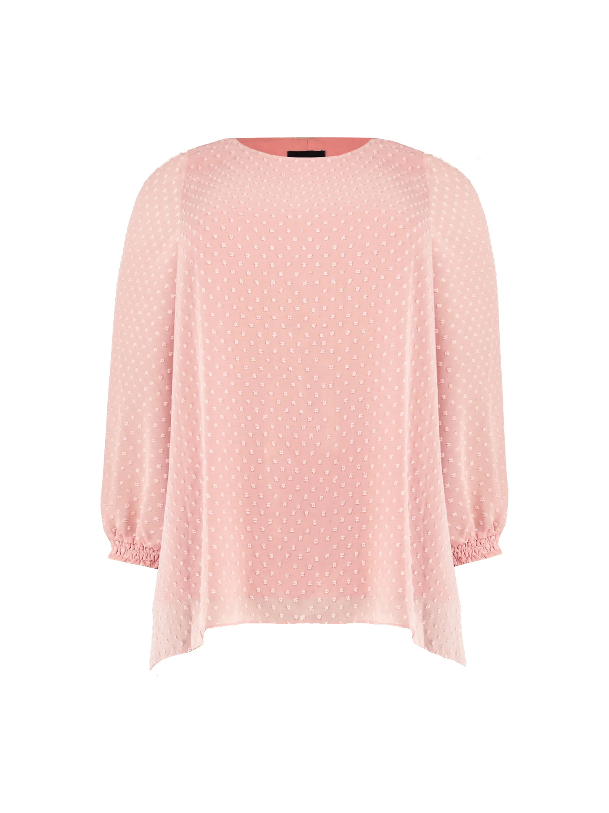 Pink Dobby Chiffon Blouse With Shirred Cuffs - Image 4