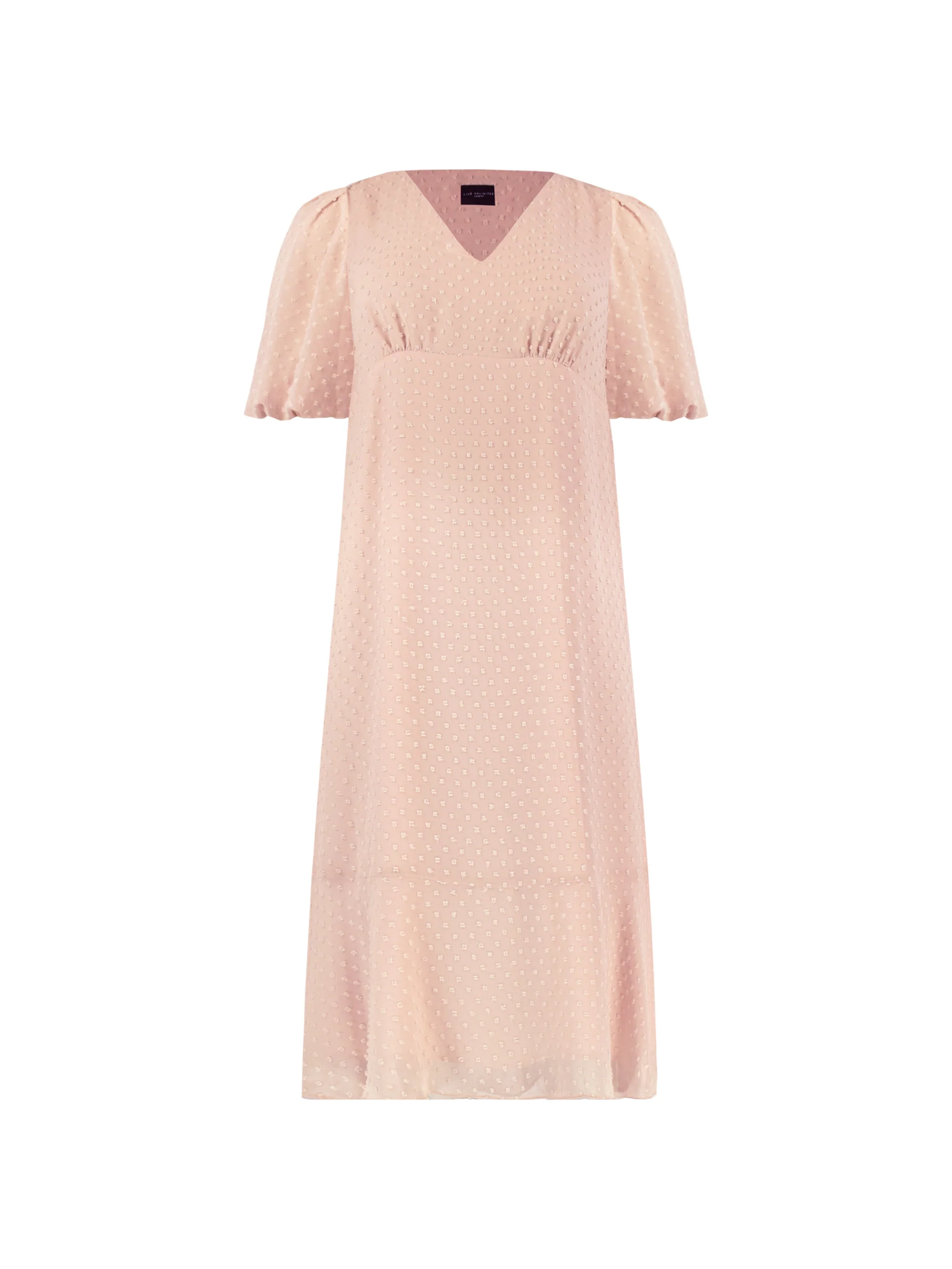 Pink Dobby Texture Short Sleeve Midi Dress - Image 7