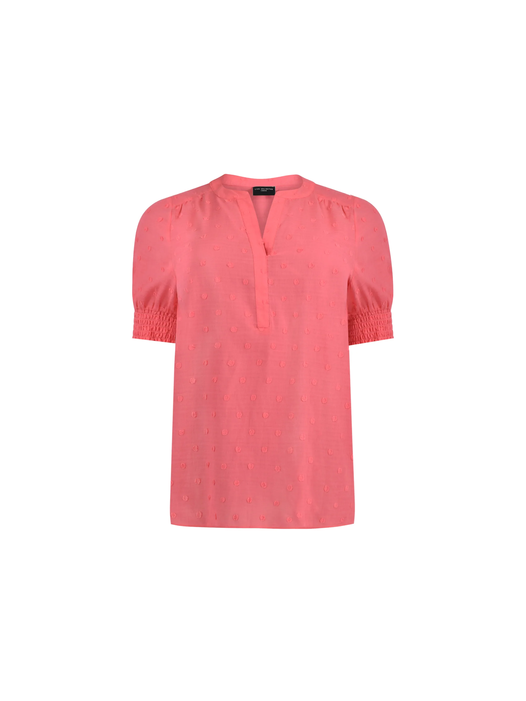 Pink Dobby Textured Short Sleeve Blouse - Image 4
