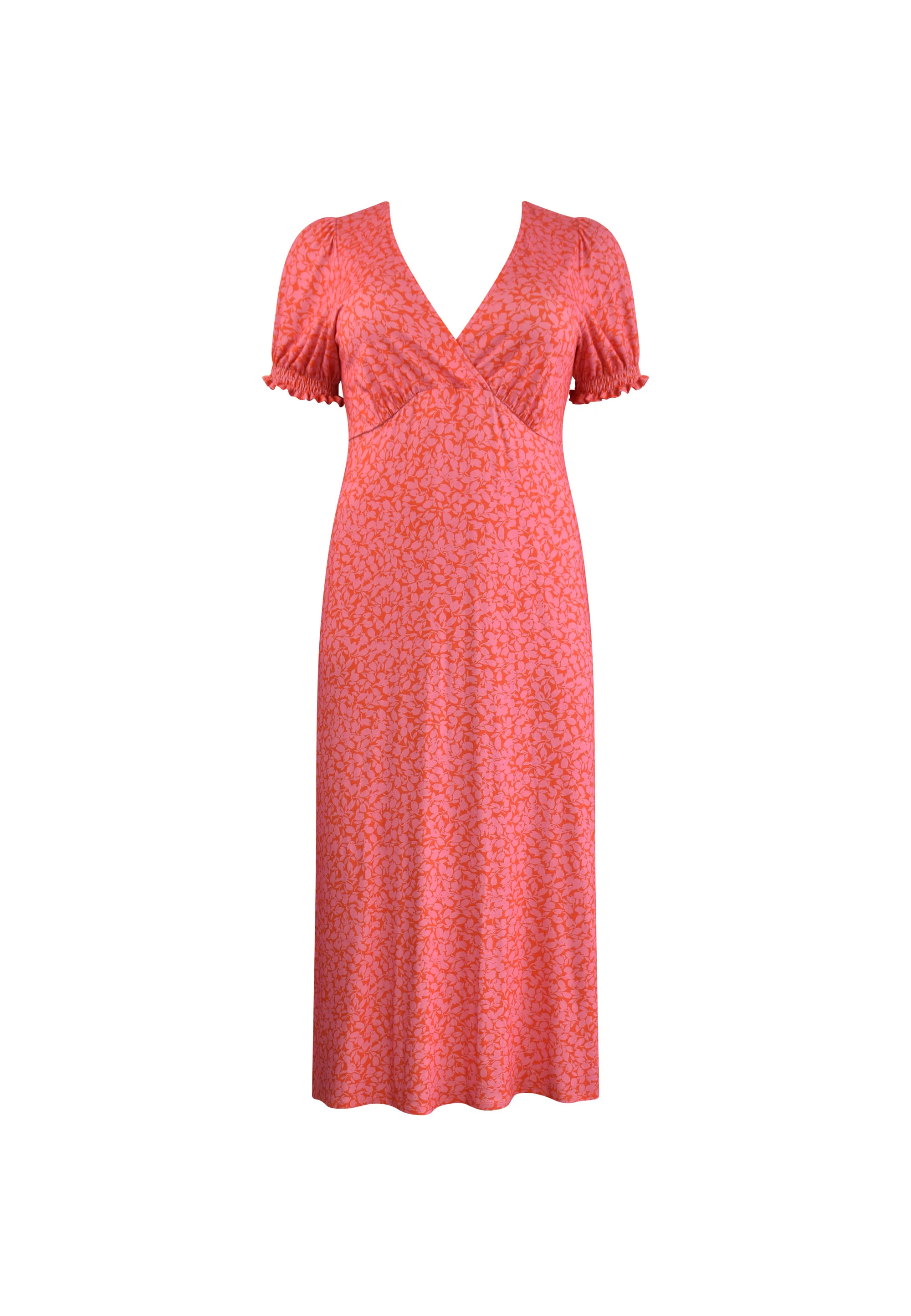 Pink Floral Jersey Shirred Cuff Maxi Dress - Image 5