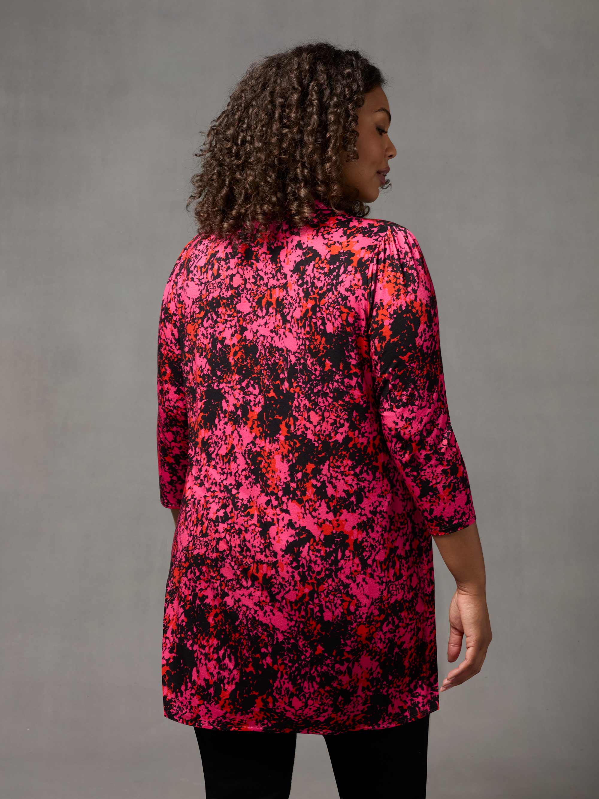 Pink Floral Print Jersey 3/4 Sleeve Shirt - Image 4