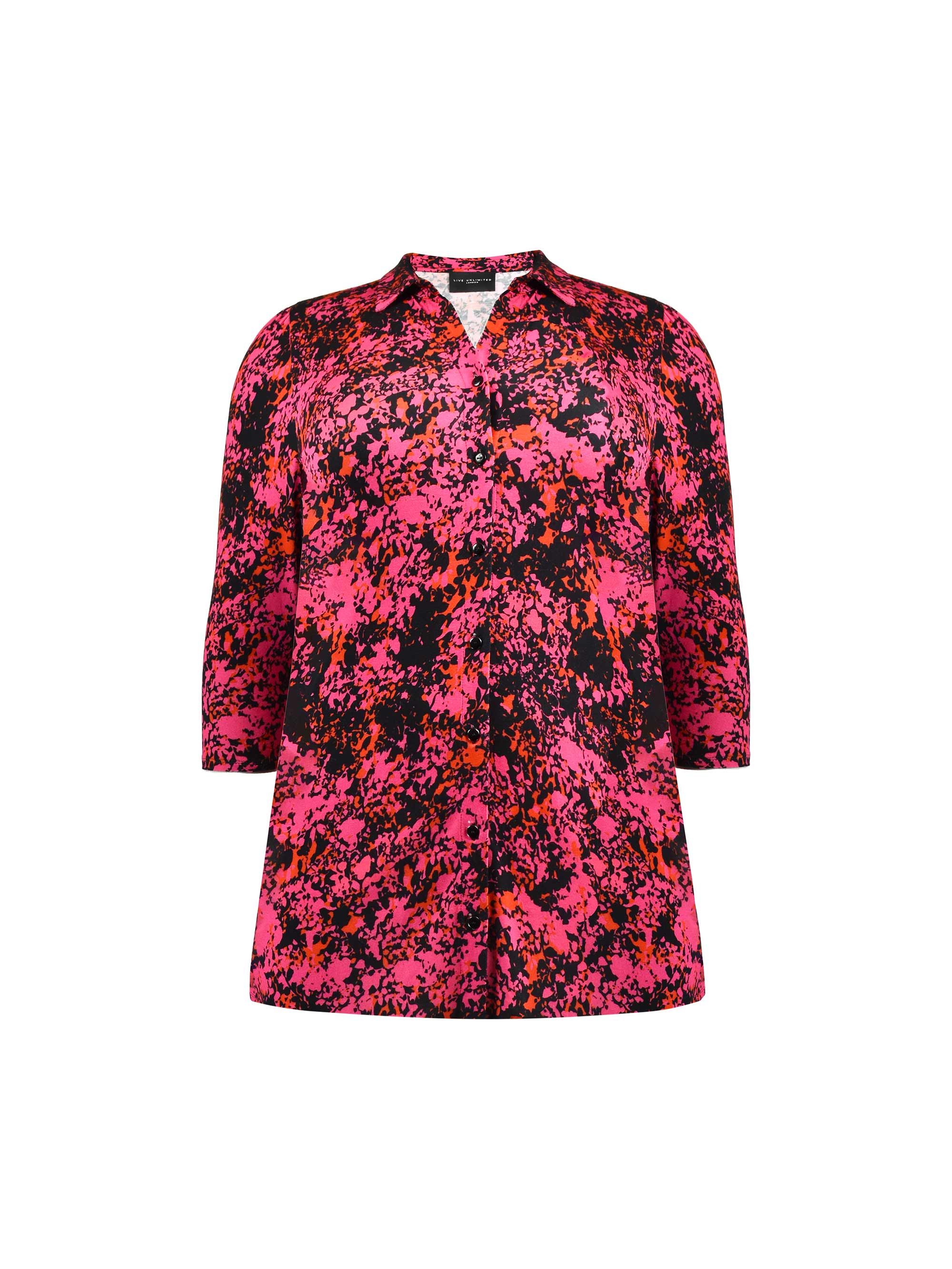 Pink Floral Print Jersey 3/4 Sleeve Shirt - Image 5
