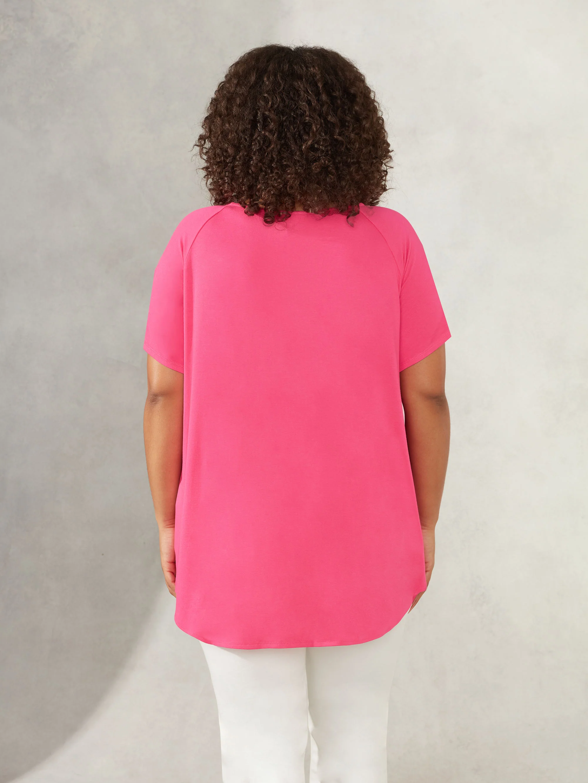 Pink Flutter Sleeve Jersey Top - Image 3