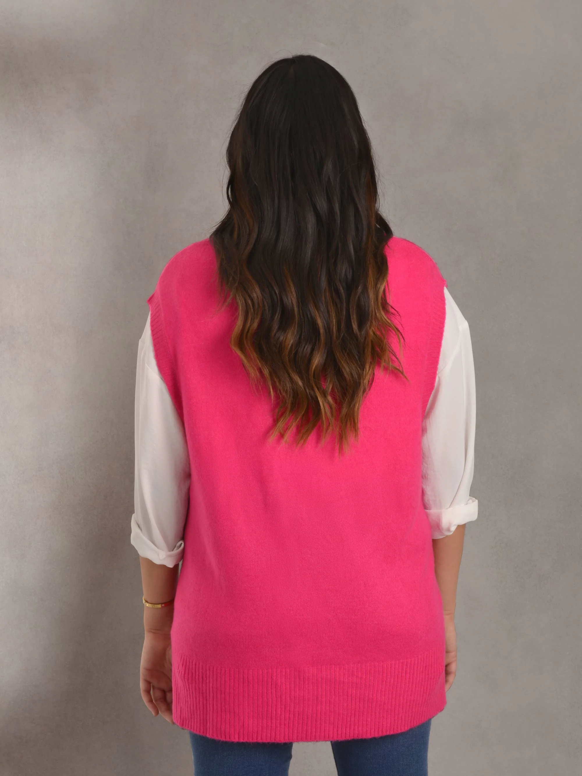 Pink V-Neck Knitted Vest - Image 2