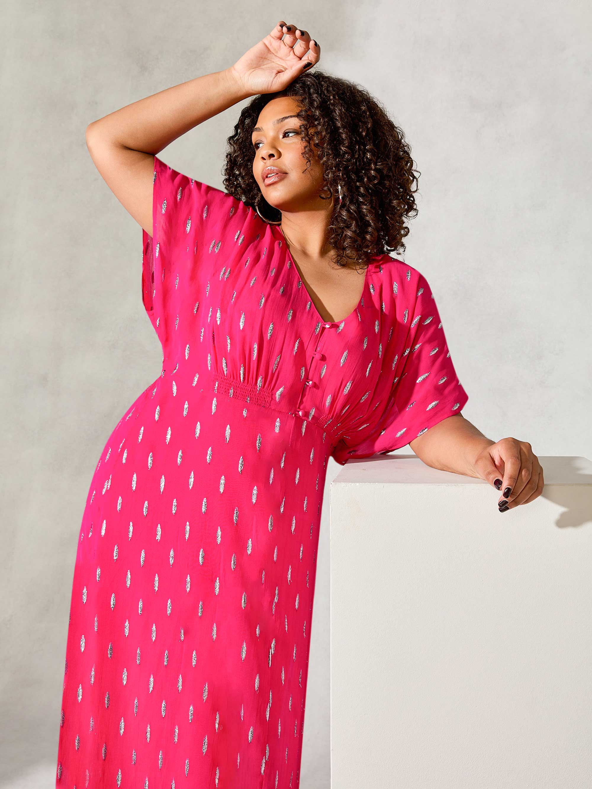 Pink Lurex Midaxi Dress - Image 3