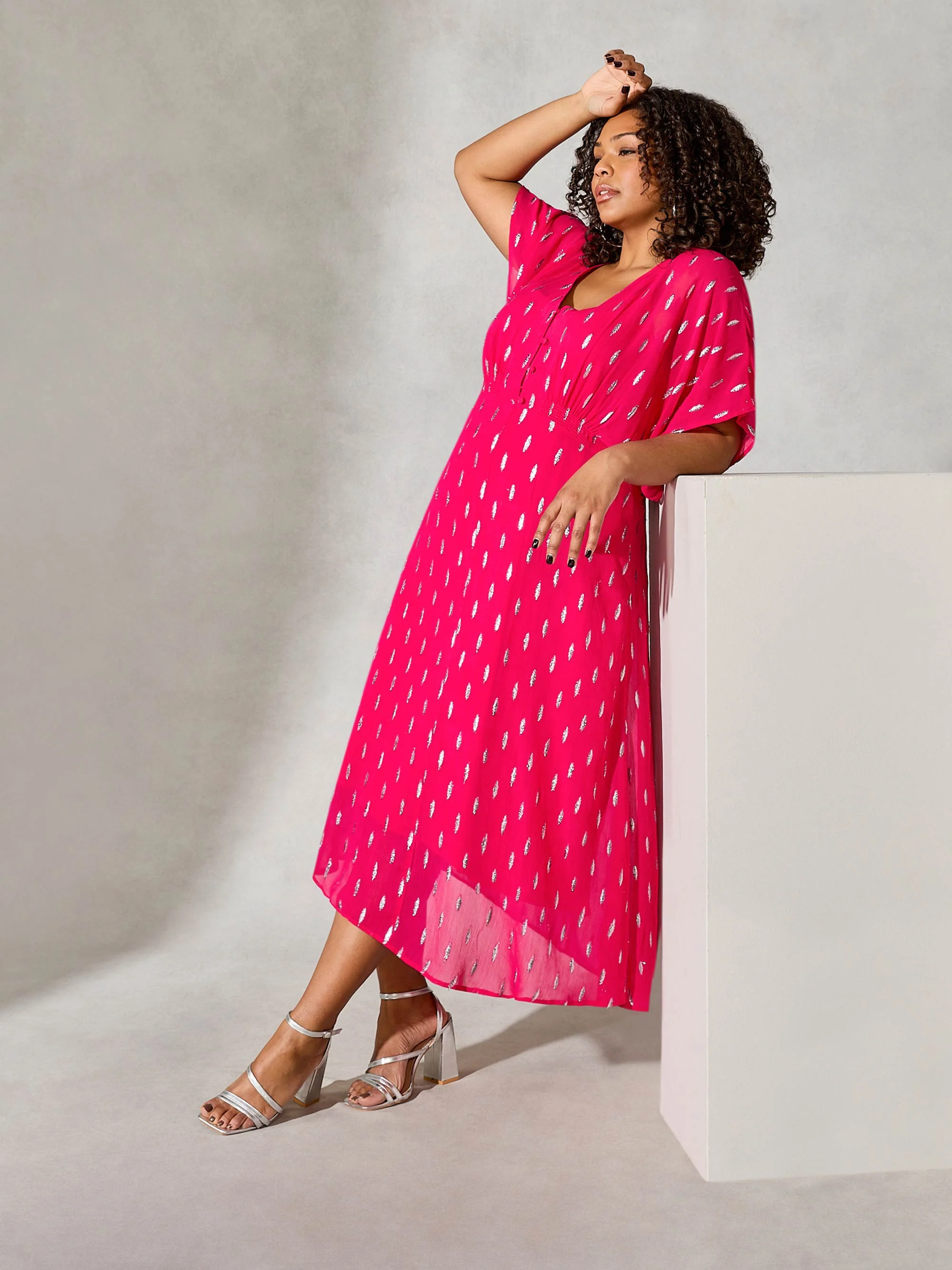 Pink Lurex Midaxi Dress - Image 4