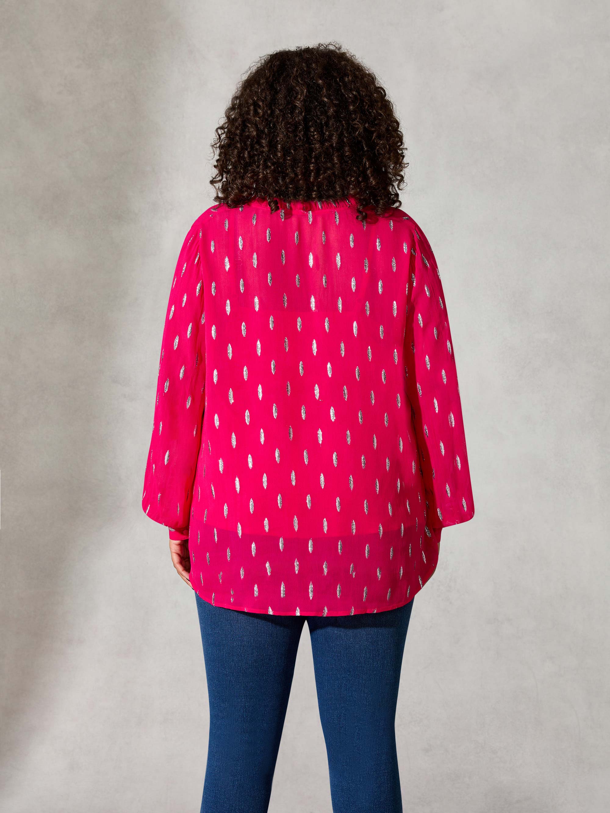 Pink Lurex Pintuck Blouse - Image 3