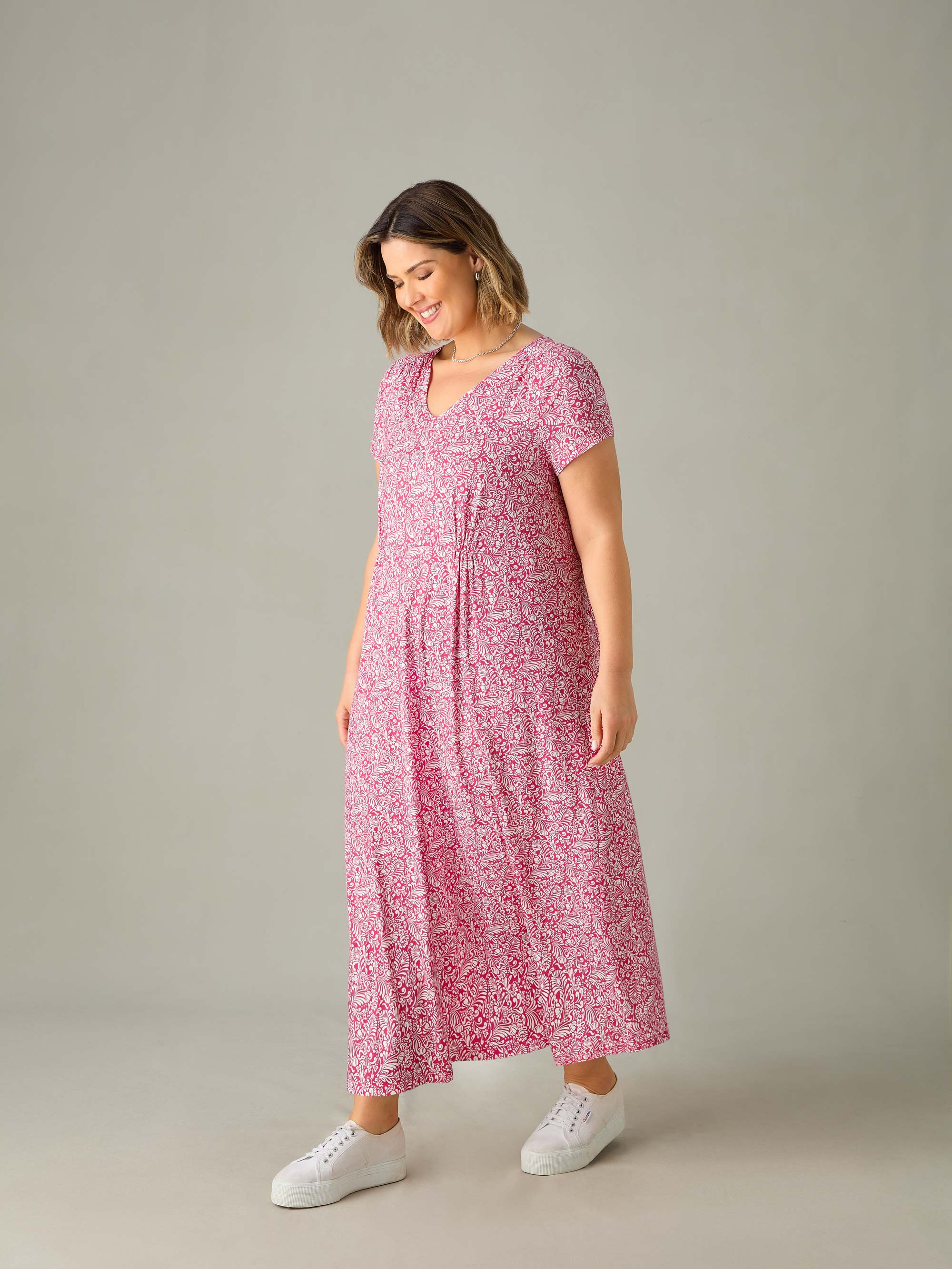 Pink Paisley Jersey Midi Dress - Image 3
