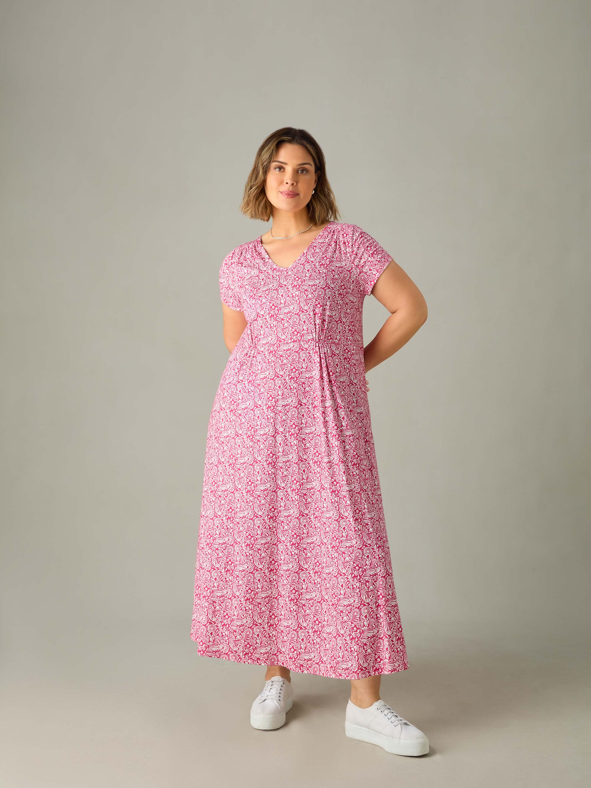 Pink Paisley Jersey Midi Dress - Image 4