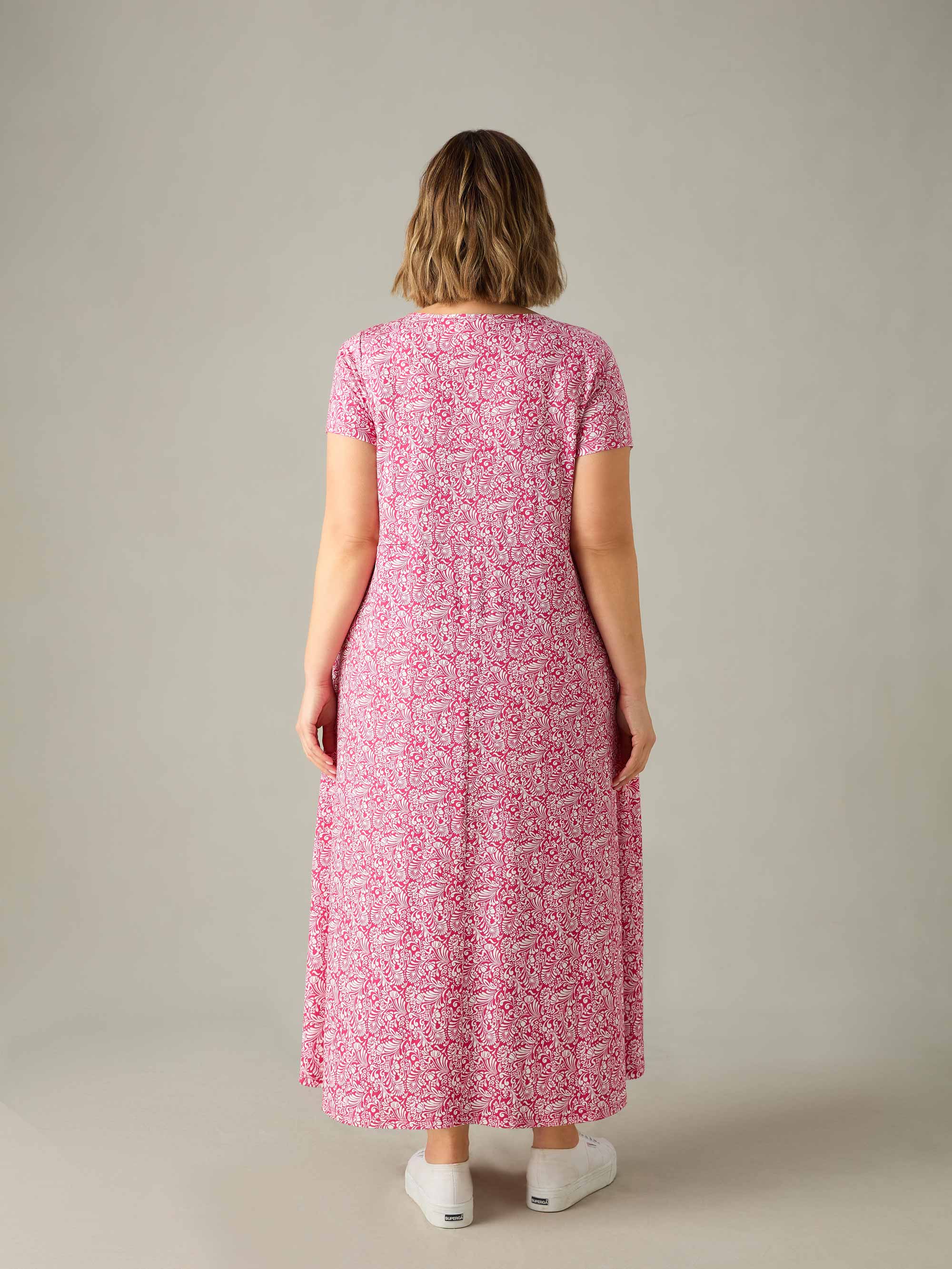 Pink Paisley Jersey Midi Dress - Image 6