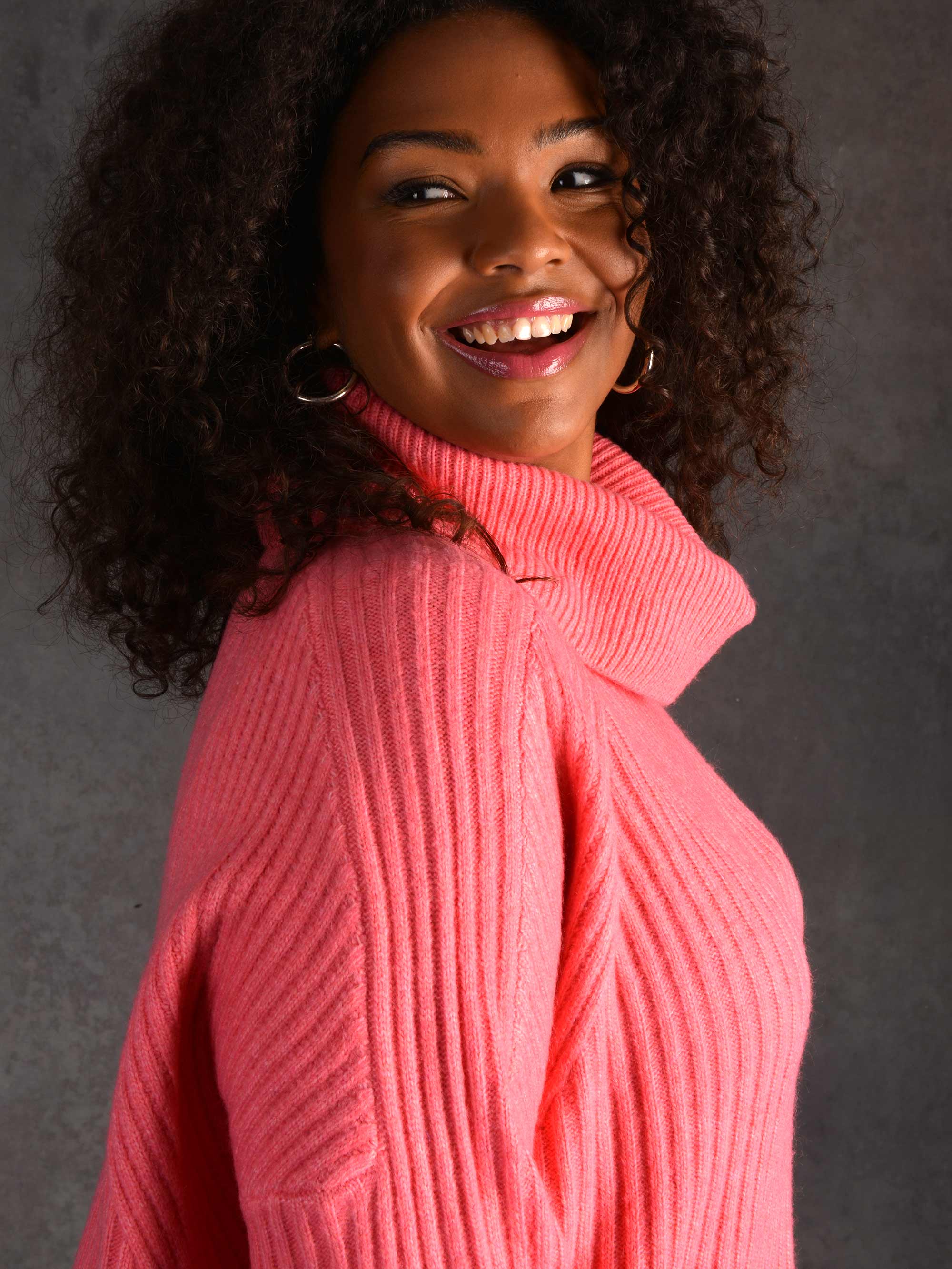 Pink Rib Roll Neck Jumper - Image 5