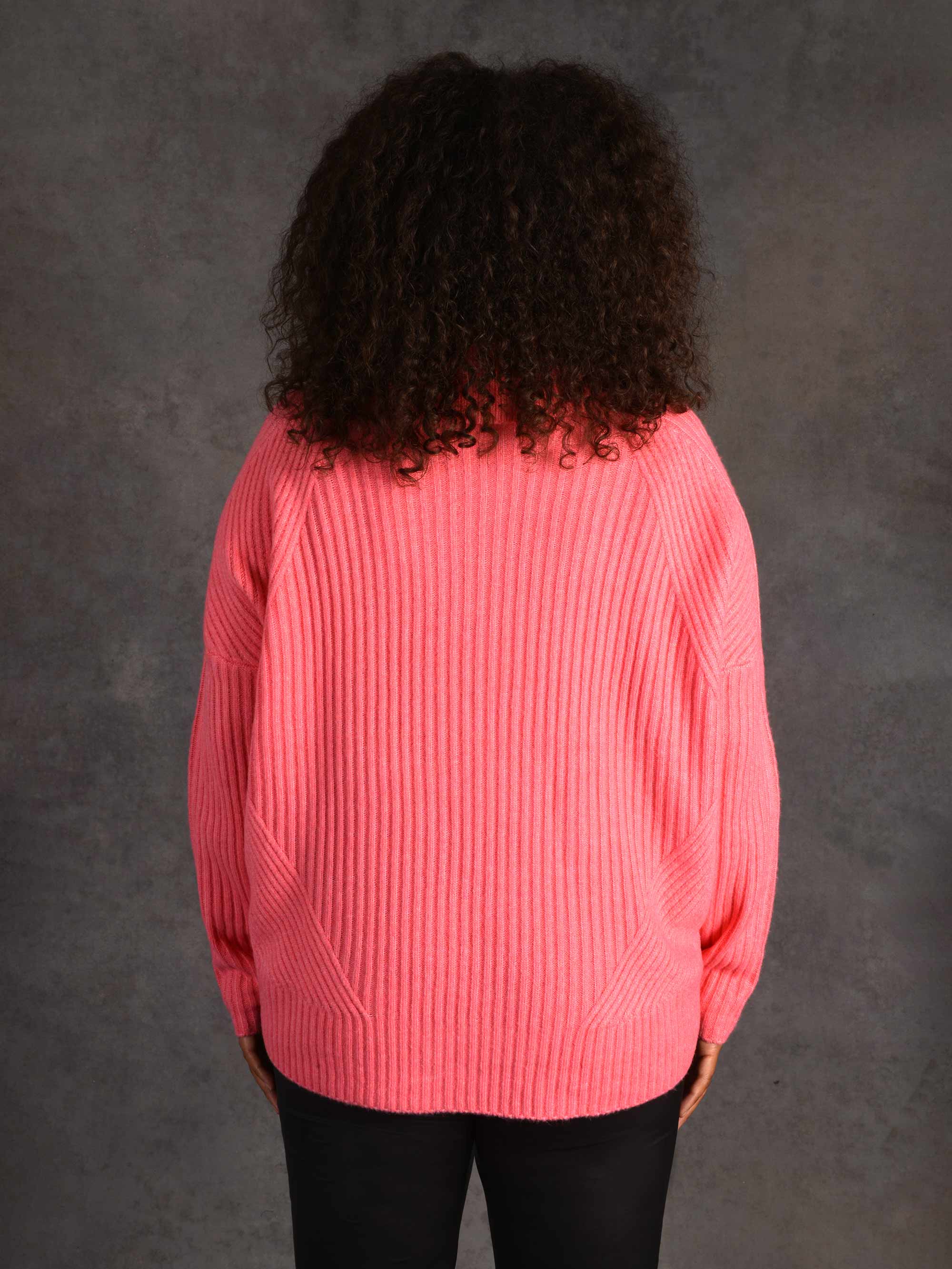 Pink Rib Roll Neck Jumper - Image 6