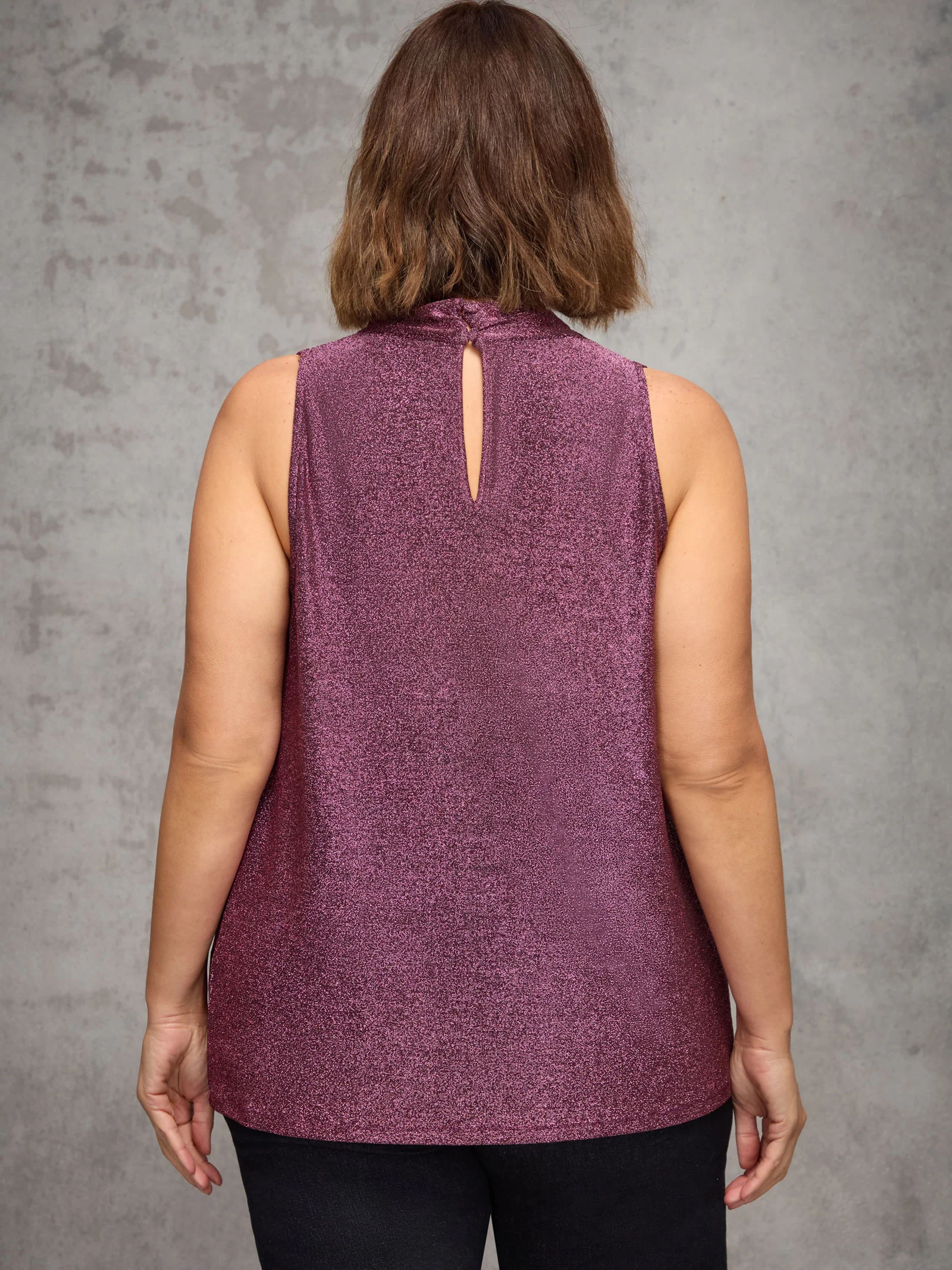 Pink Sparkle Jersey Cowl Neck Top - Image 5