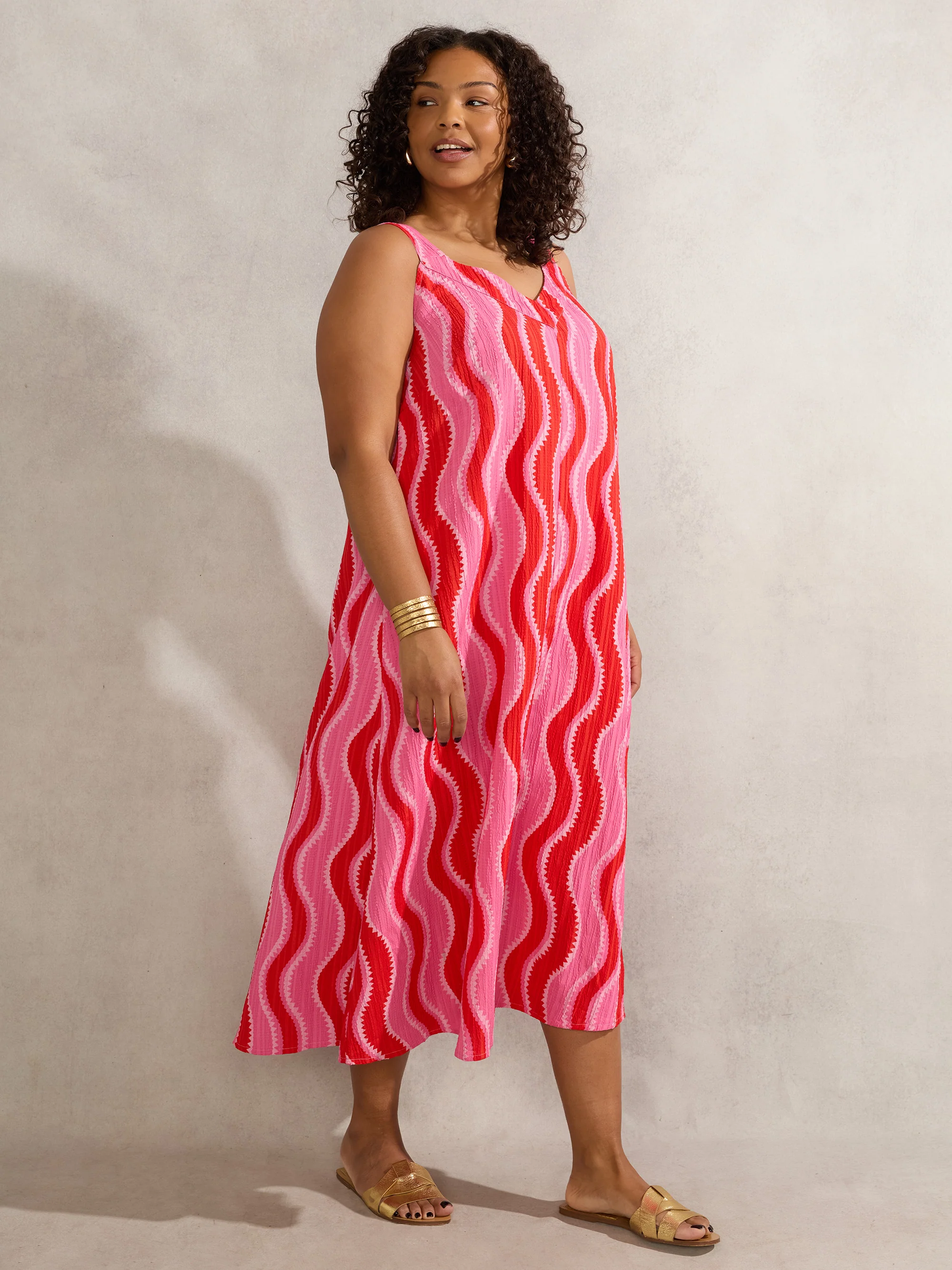 Pink Swirl Print Midi Dress - Image 4