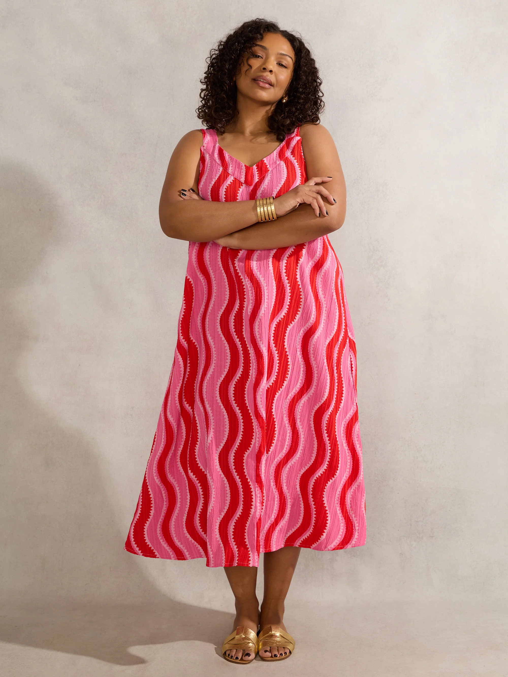 Pink Swirl Print Midi Dress - Image 5
