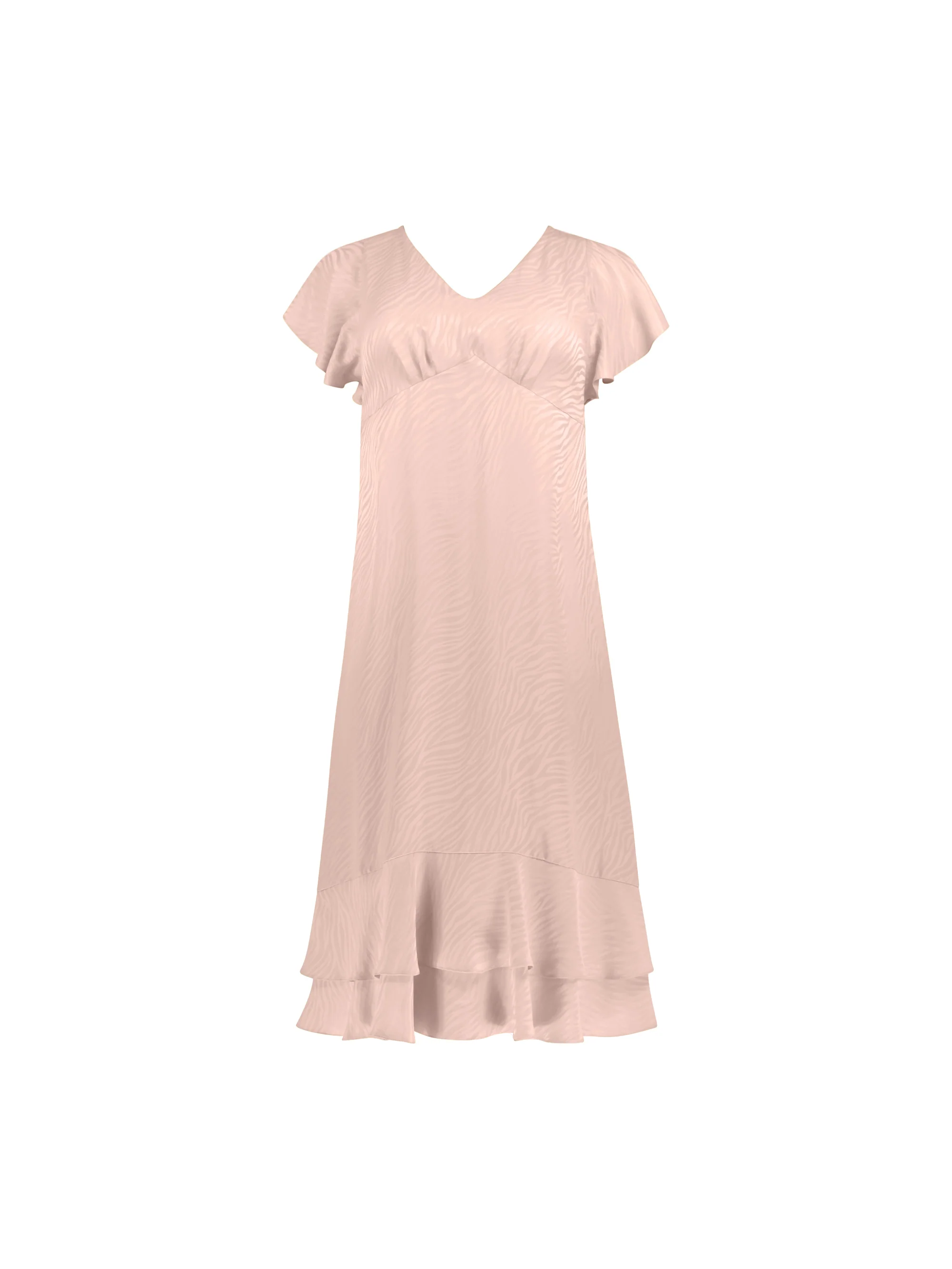 Pink Zebra Jacquard Tiered Hem Dress - Image 6