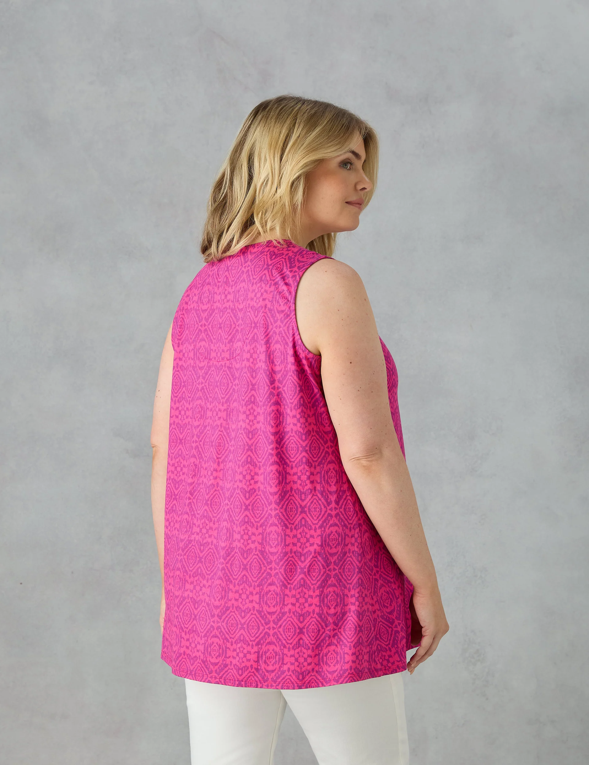 Pink Geo Jersey Pleat Front Vest - Image 3