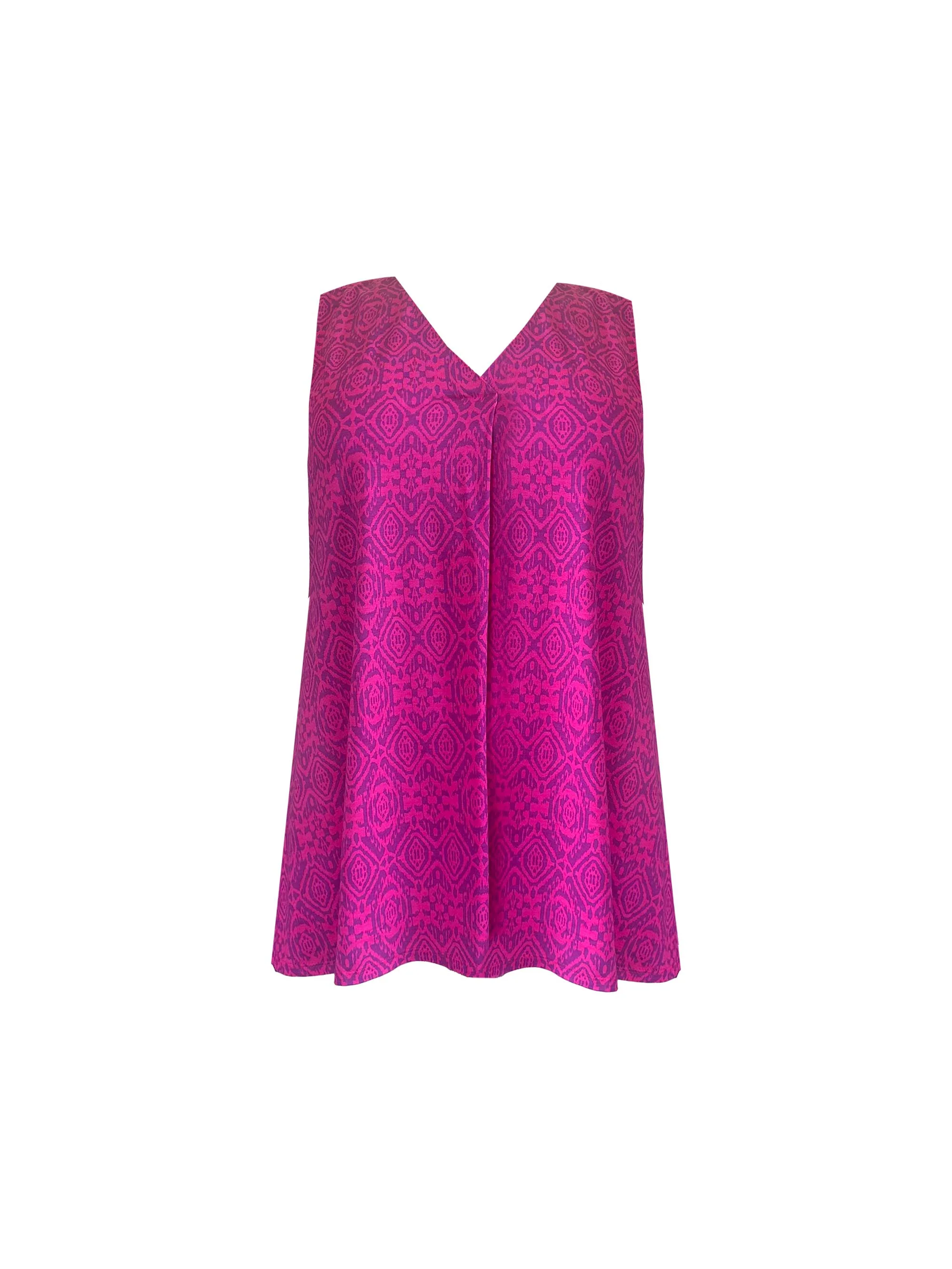 Pink Geo Jersey Pleat Front Vest - Image 4