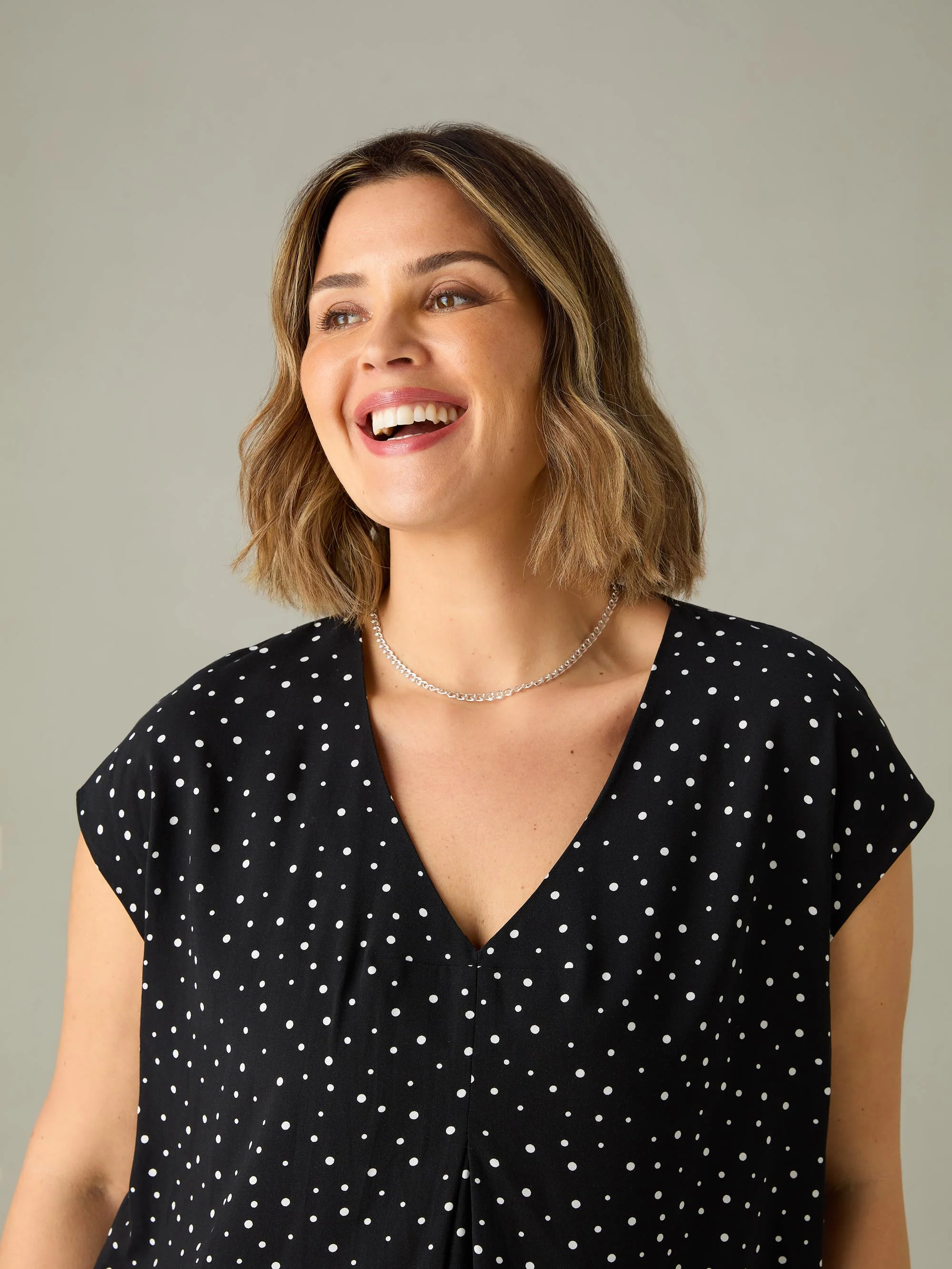 Polka Dot Pleat Front Top - Image 4