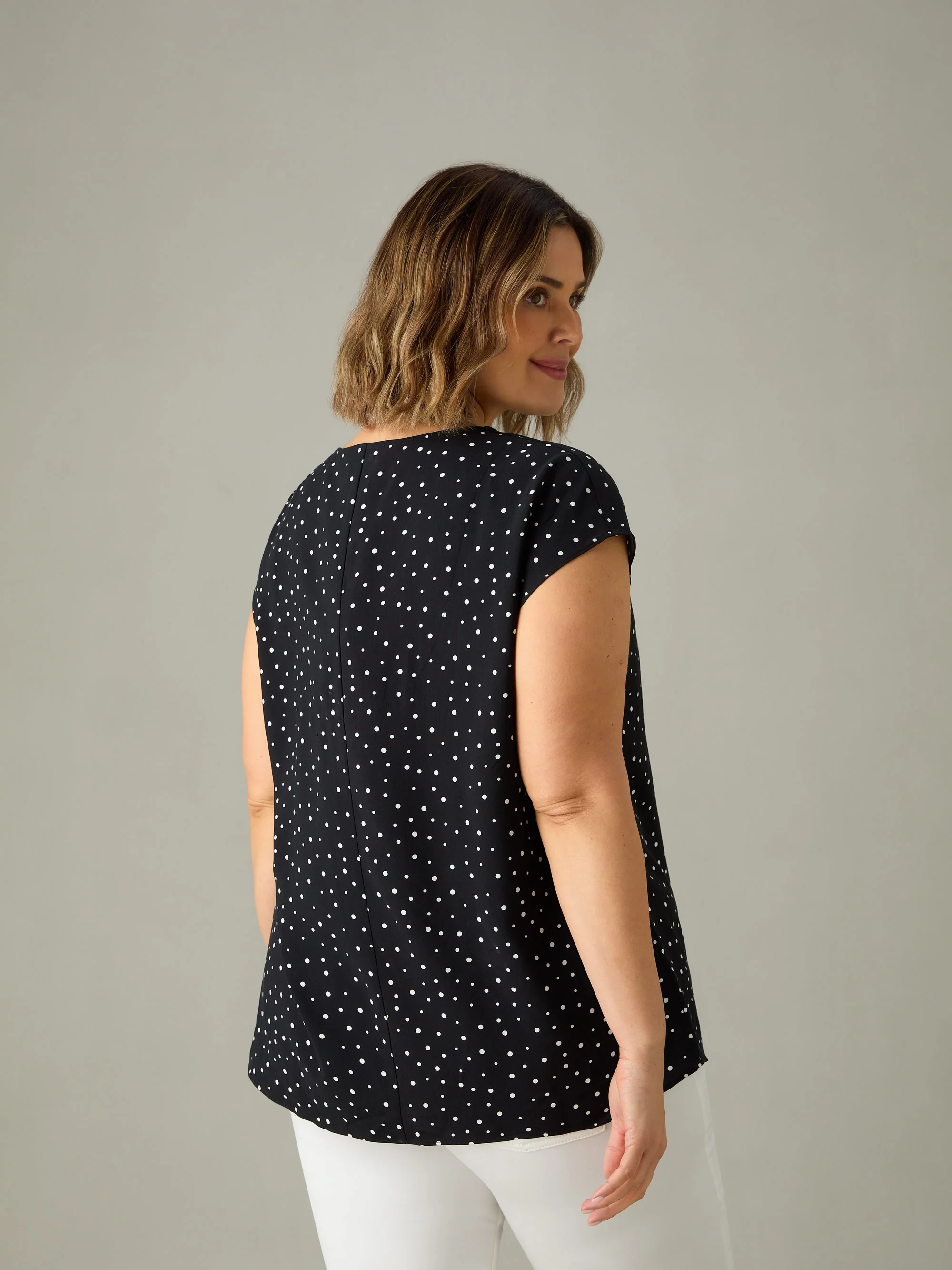 Polka Dot Pleat Front Top - Image 6